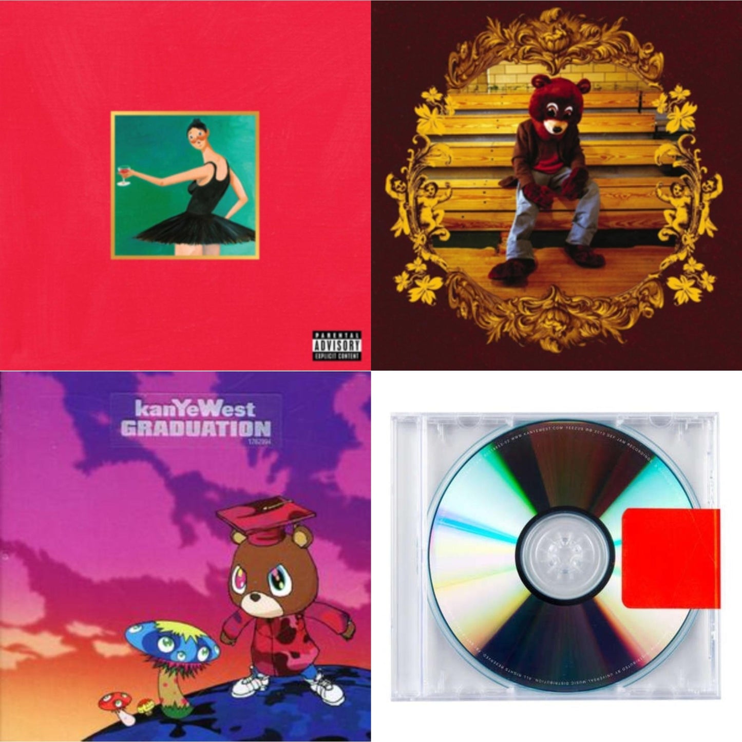This is a 4 CD SKU bundle.
1.This CD is brand new.Format: CDMusic Style: Pop RapThis item's title is: My Beautiful Dark Twisted FantasyArtist: Kanye WestLabel: Roc-A-Fella RecordsBarcode: 602527544618Release Date: 11/22/2010
2.This CD is brand new.