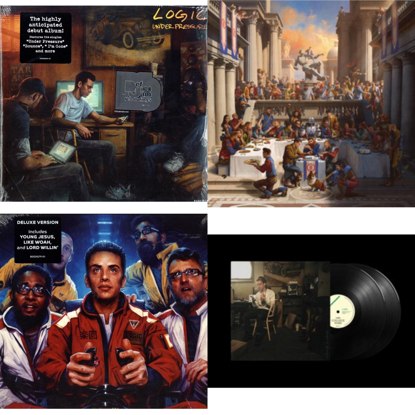 This is a 4 LP Vinyl SKU bundle.
1.This LP Vinyl is brand new.Format: LP VinylMusic Style: ConsciousThis item's title is: Under Pressure (X)Artist: LogicLabel: DEF JAMBarcode: 602547123619Release Date: 12/15/2014
2.This LP Vinyl is brand new.