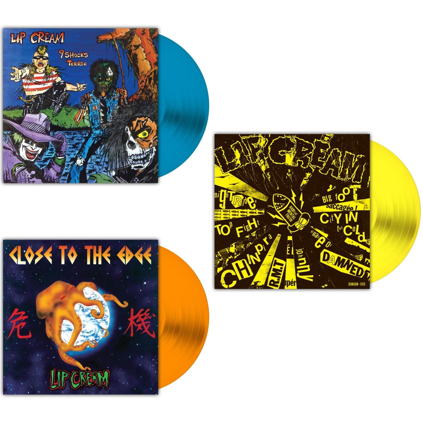 9 Shocks Terror (Royal Blue LP Vinyl) & Close To The Edge (Orange LP Vinyl) & Big Foot Cassette (Highlighter Yellow LP Vinyl)