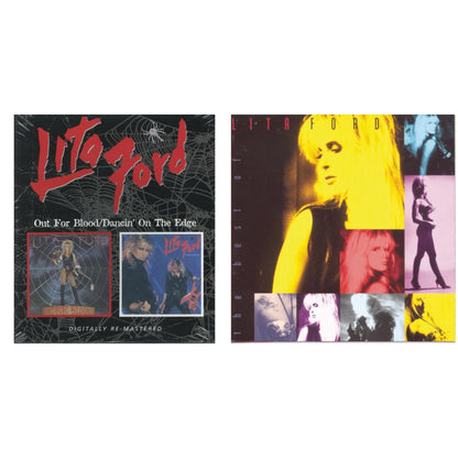 This is a 2 CD SKU bundle.
1.This CD is brand new.Format: CDMusic Style: Hard RockThis item's title is: Out For Blood / Dancin On The Edge (Remastered)Artist: Lita FordLabel: BEAT GOES ONBarcode: 5017261207616Release Date: 8/2/2010
2.This CD is brand new.