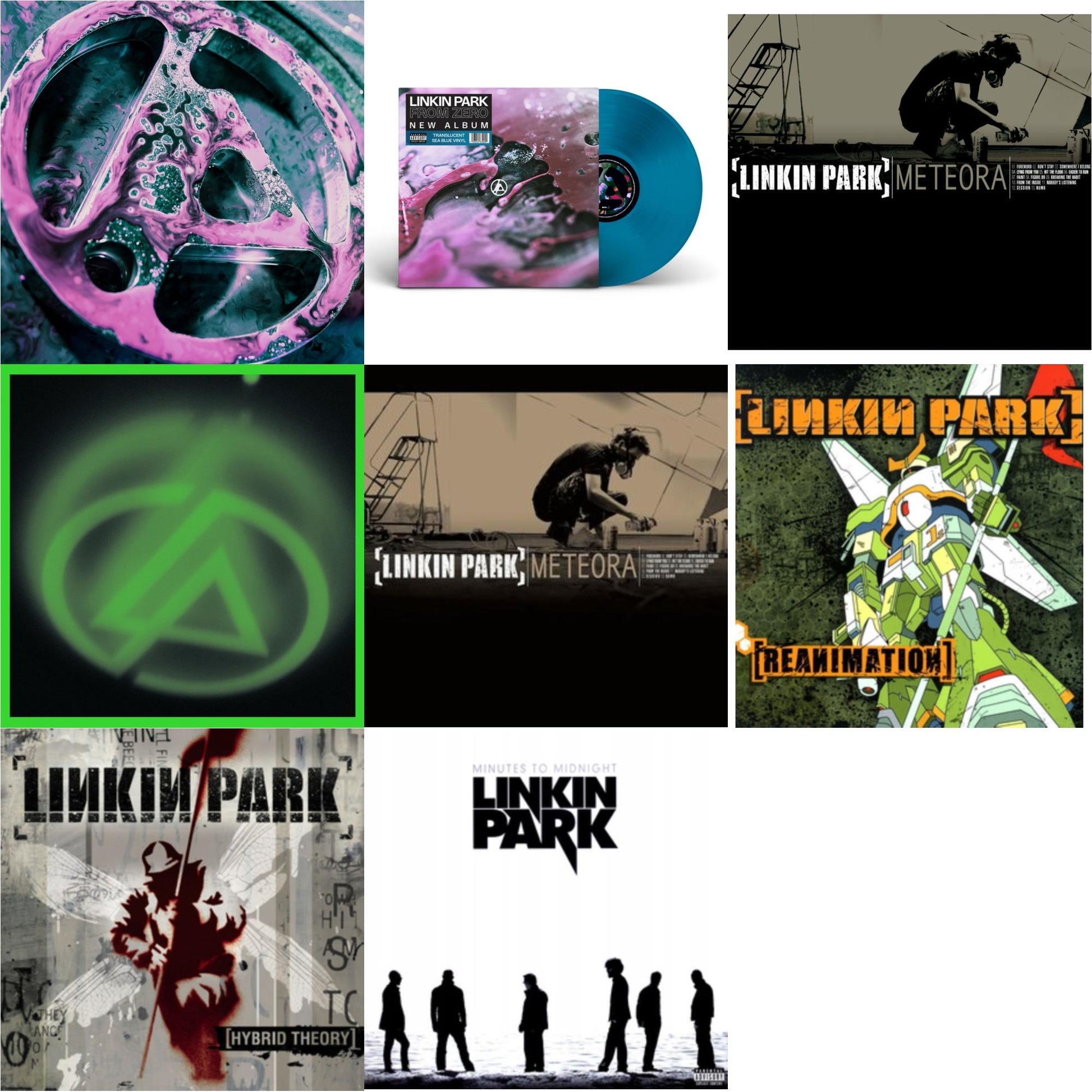 This is a 8 LP Vinyl SKU bundle.
1.This LP Vinyl is brand new.Format: LP VinylThis item's title is: From Zero (Deluxe/2LP/Translucent Emerald Green Vinyl)Artist: Linkin ParkBarcode: 093624834915Release Date: 5/16/2025
2.This LP Vinyl is brand new.