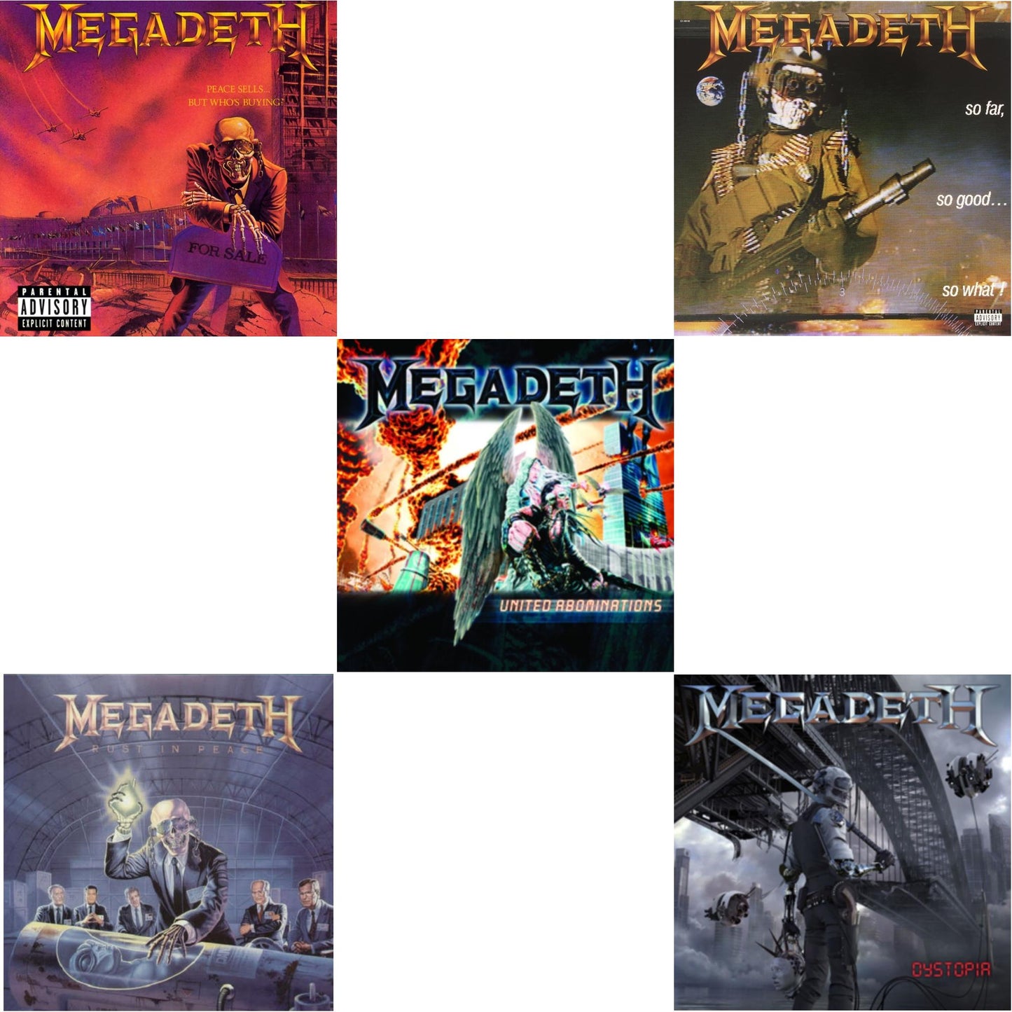 Peace Sells But Who's Buying & Rust In Peace & United Abominations & So Far So Good So What & Dystopia