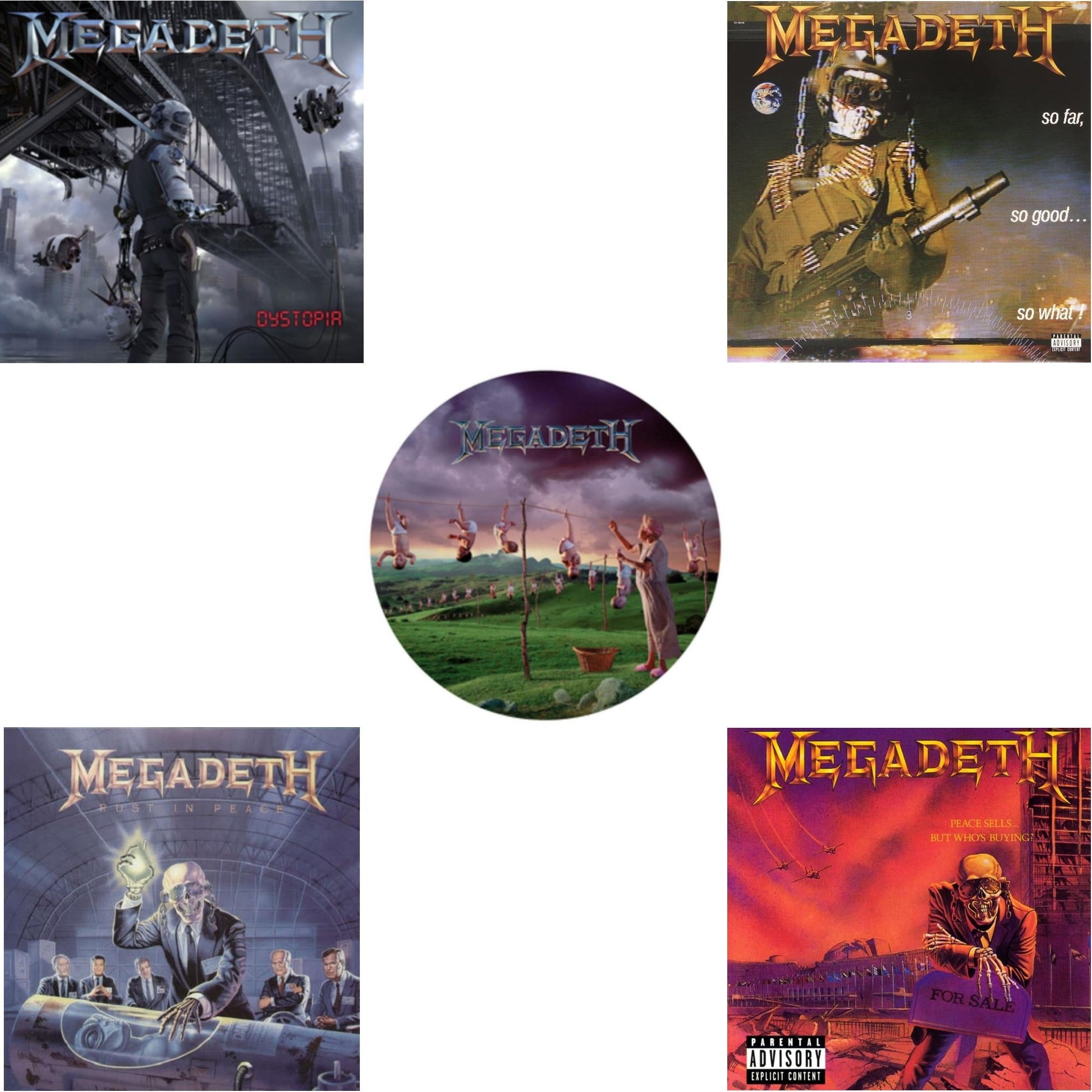 This is a 5 LP Vinyl SKU bundle.
1.This LP Vinyl is brand new.Format: LP VinylMusic Style: Heavy MetalThis item's title is: DystopiaArtist: MegadethLabel: T-BOY RECORDS/UMEBarcode: 602547613943Release Date: 1/22/2016
2.This LP Vinyl is brand new.