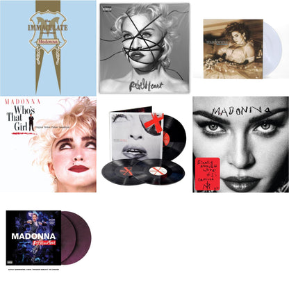 Rebel Heart Tour (X) (Purple Galaxy Swirl Vinyl/2LP) & Rebel Heart & Madame X (Live) (3LP) & Finally Enough Love (2LP) & Like A Virgin (Clear LP Vinyl) & Immaculate Collection (2LP) & Who's That Girl Ost (Back 2 The 80S) (I)