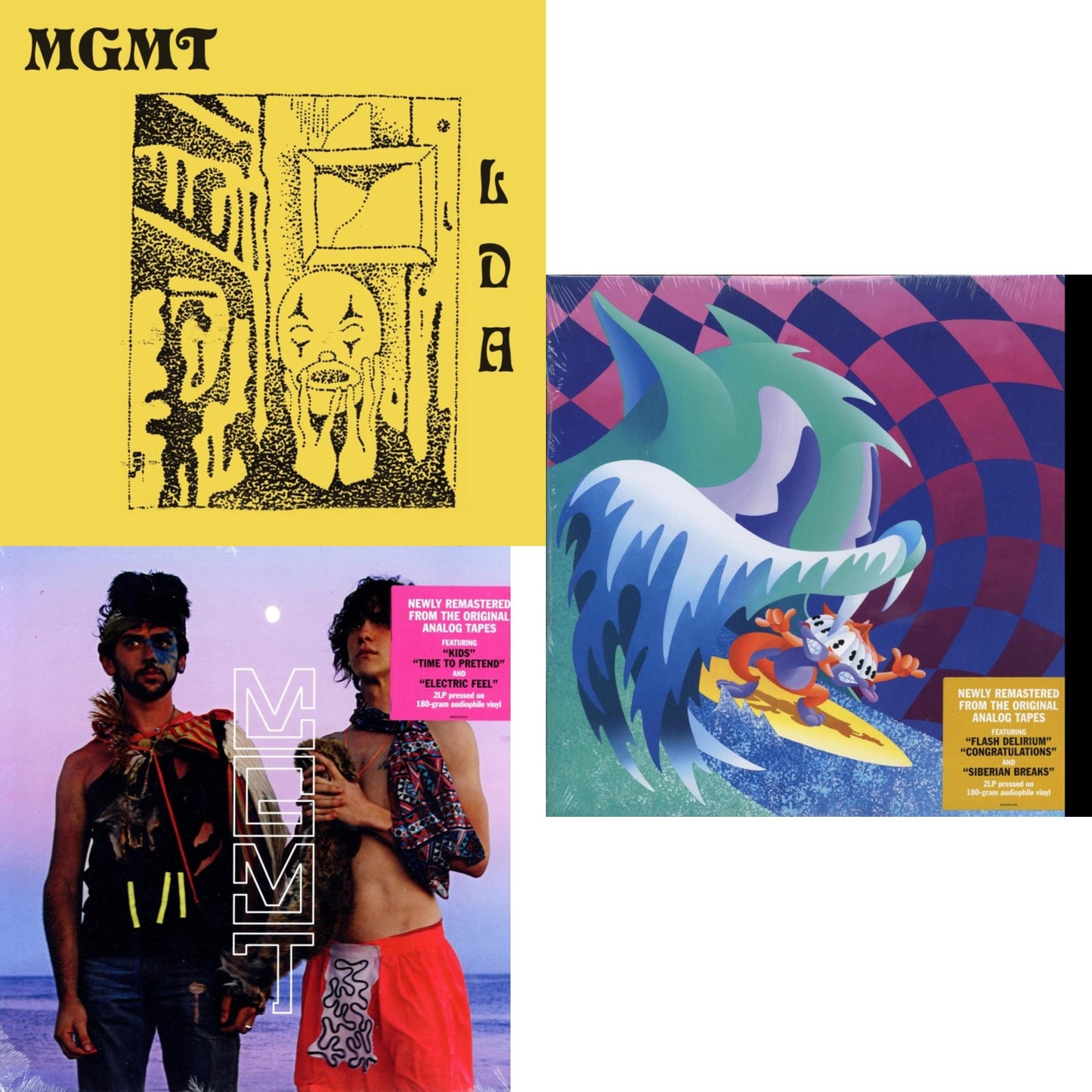 This is a 3 LP Vinyl SKU bundle.
1.This LP Vinyl is brand new.Format: LP VinylMusic Style: Indie PopThis item's title is: Little Dark Age (X) (2LP/180G/Dl Card)Artist: MgmtLabel: COLUMBIABarcode: 889854760618Release Date: 2/9/2018
2.This LP Vinyl is brand new.