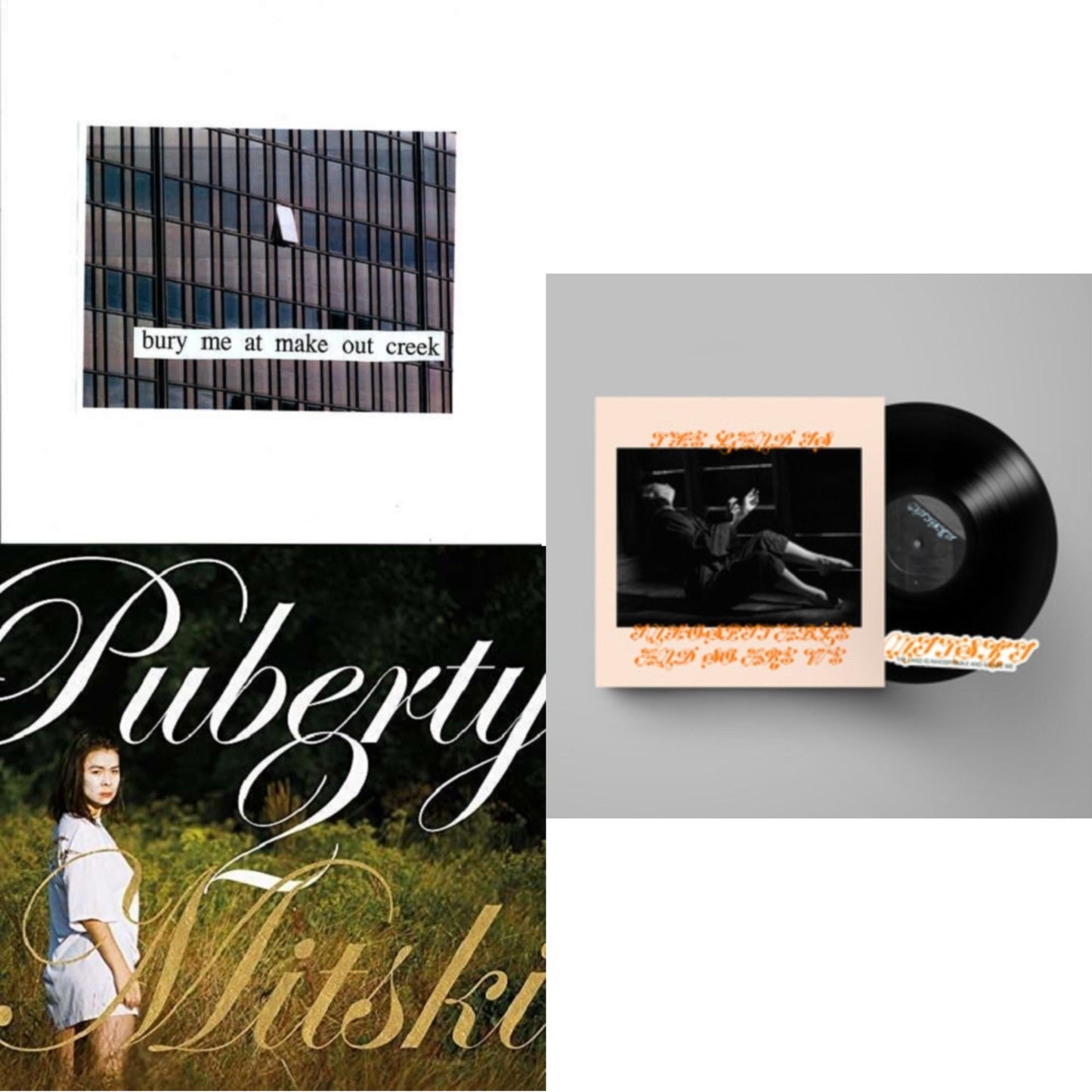 This is a 3 LP Vinyl SKU bundle.
1.This LP Vinyl is brand new.Format: LP VinylMusic Style: Alternative RockThis item's title is: Bury Me At Makeout CreekArtist: MitskiLabel: Dead OceansBarcode: 656605142210Release Date: 11/11/2014
2.This LP Vinyl is brand new.