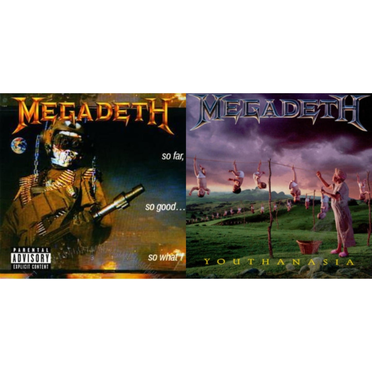 This is a 2 CD SKU bundle.
1.This CD is brand new.Format: CDMusic Style: ThrashThis item's title is: So Far So Good So WhatArtist: MegadethLabel: CAPITOLBarcode: 724359862620Release Date: 7/27/2004
2.This CD is brand new.