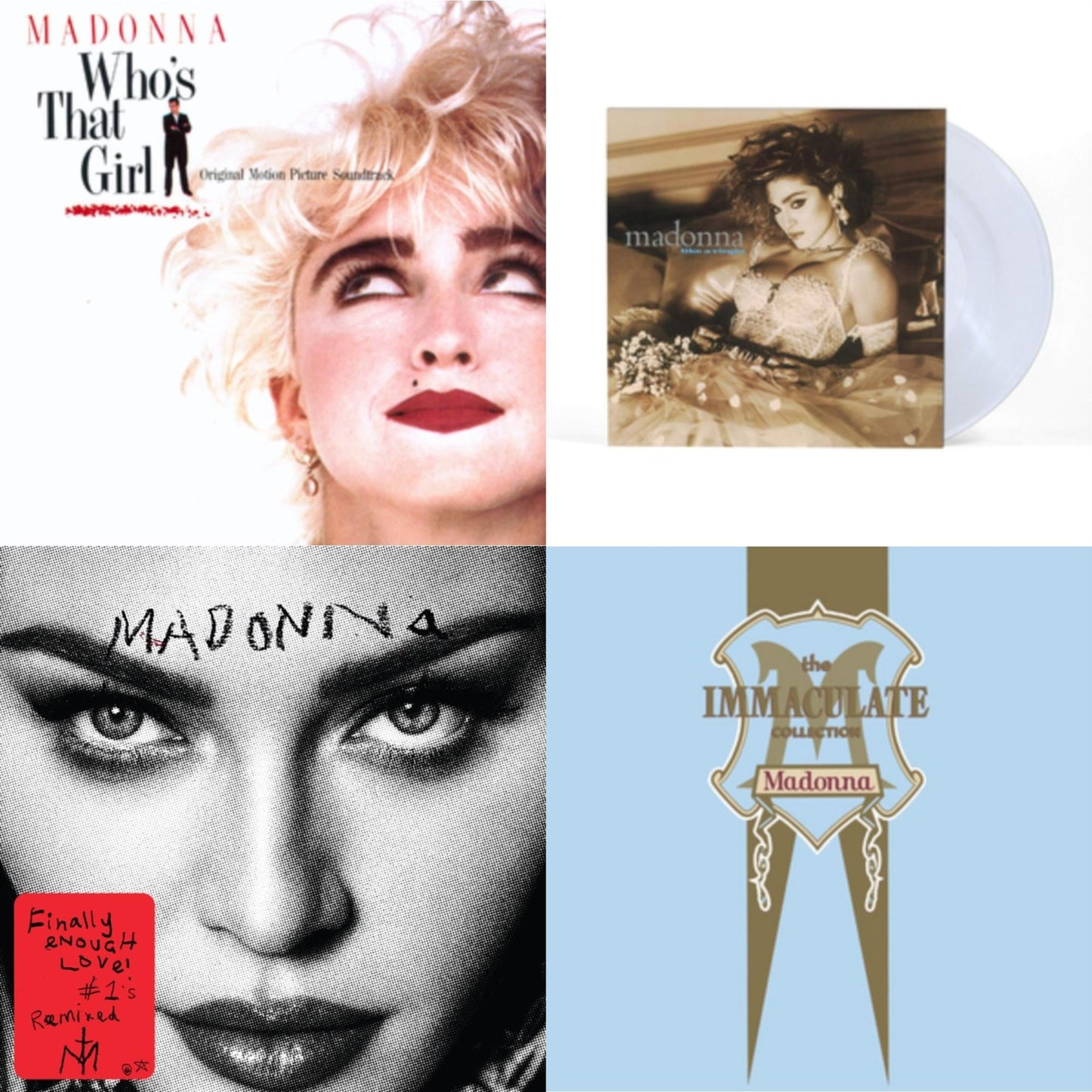 Finally Enough Love (2LP) & Like A Virgin (Clear LP Vinyl) & Immaculate Collection (2LP) & Who's That Girl Ost (Back 2 The 80S) (I)