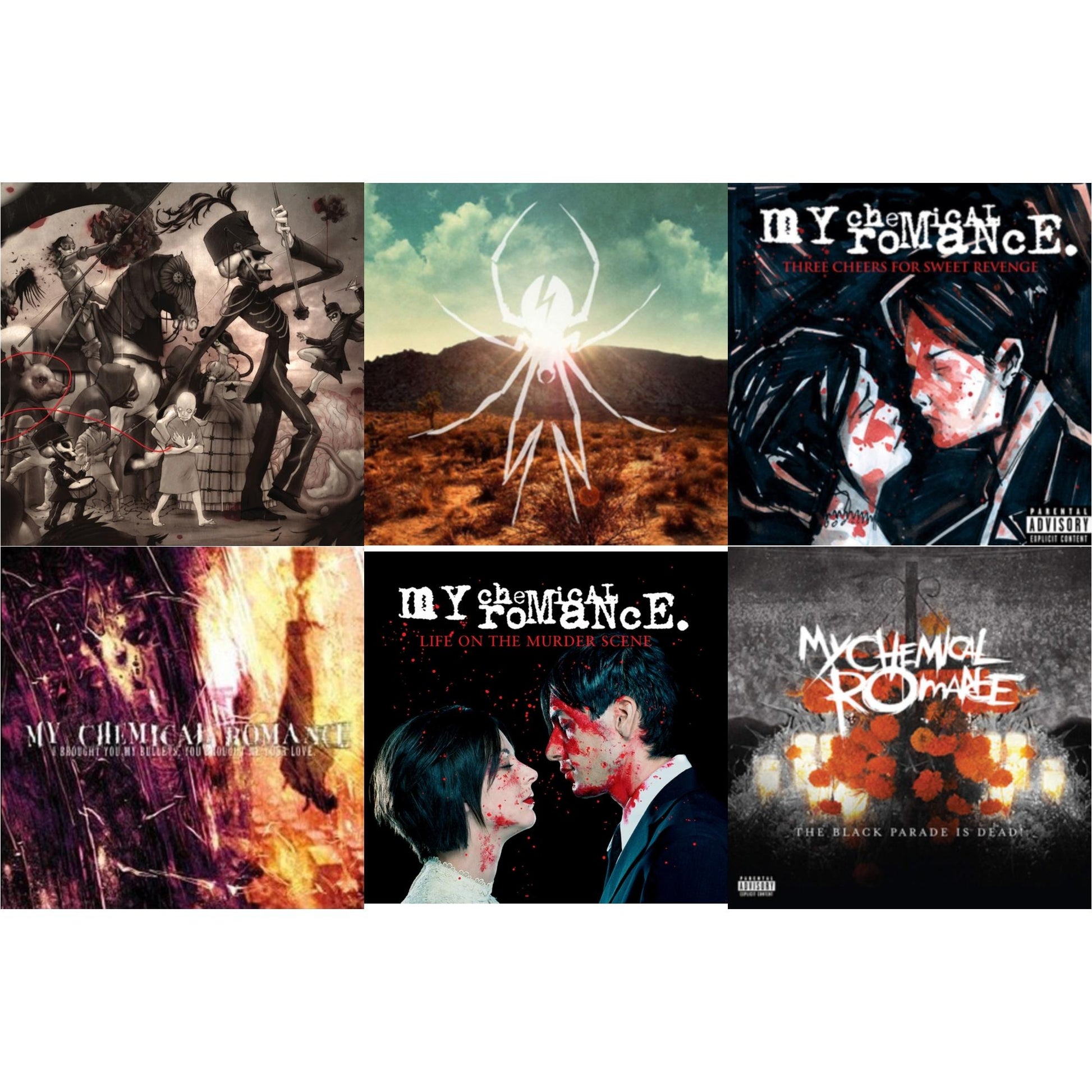 This is a 6 LP Vinyl SKU bundle.
1.This LP Vinyl is brand new.Format: LP VinylMusic Style: EmoThis item's title is: Black Parade (X) (Picture Disc)Artist: My Chemical RomanceLabel: REPRISEBarcode: 093624905585Release Date: 9/28/2018
2.This LP Vinyl is brand new.