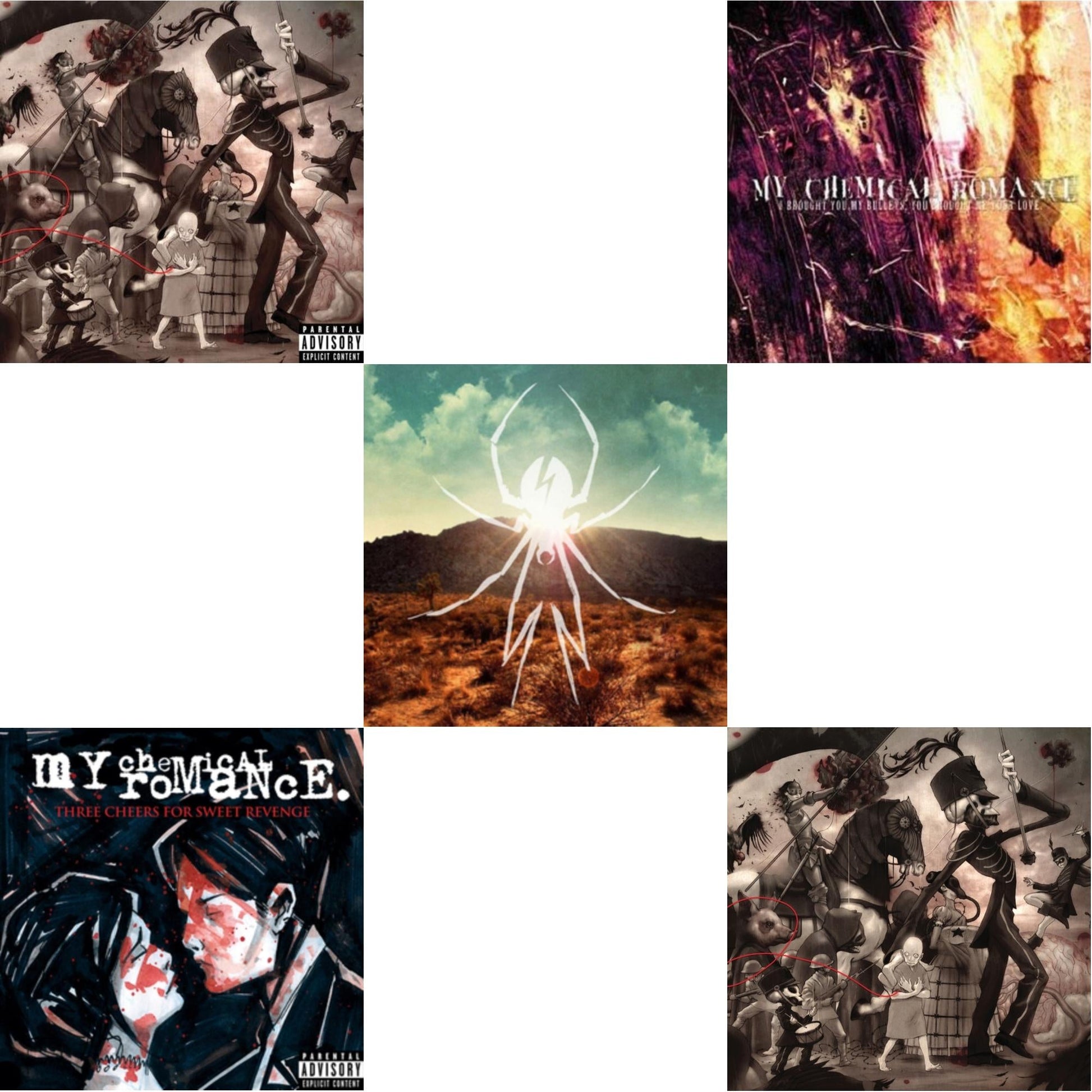 This is a 5 LP Vinyl SKU bundle.
1.This LP Vinyl is brand new.Format: LP VinylMusic Style: EmoThis item's title is: Black ParadeArtist: My Chemical RomanceLabel: REPRISEBarcode: 093624933595Release Date: 2/10/2015
2.This LP Vinyl is brand new.