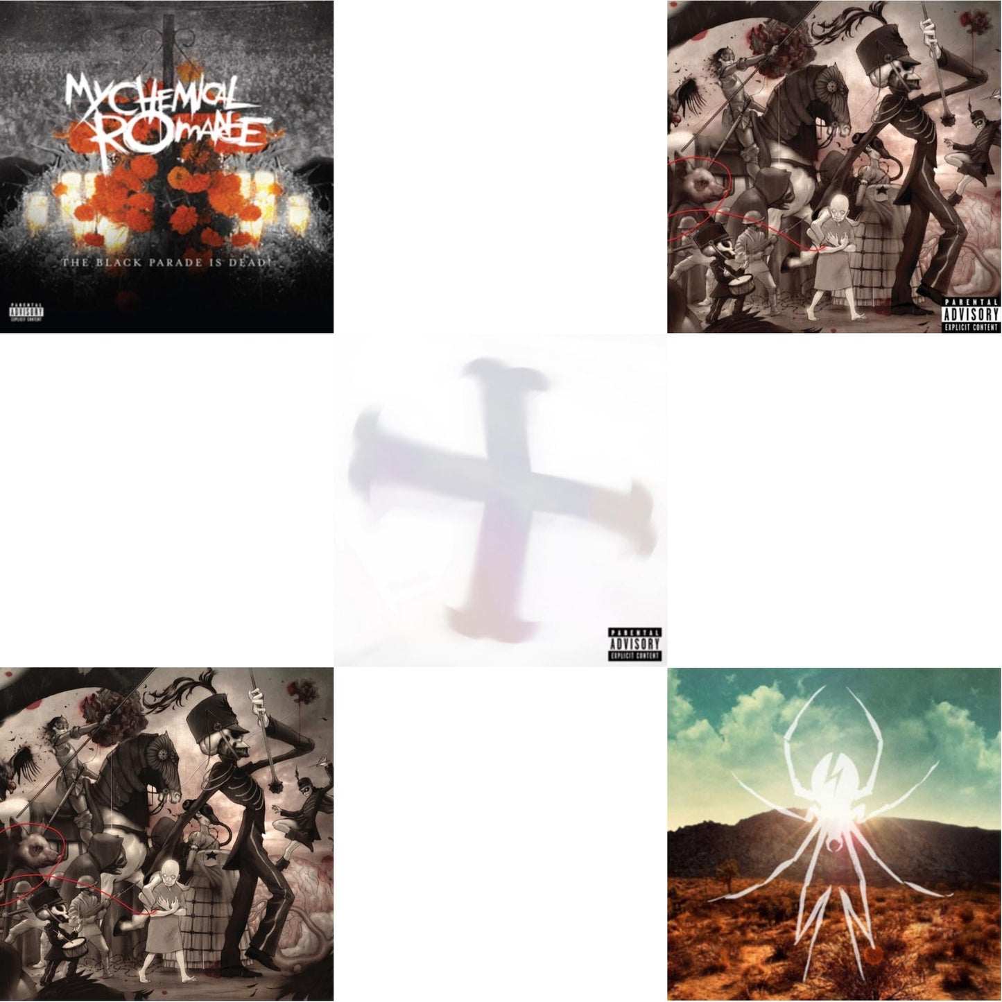 This is a 5 LP Vinyl SKU bundle.
1.This LP Vinyl is brand new.Format: LP VinylMusic Style: EmoThis item's title is: Black Parade Is Dead!Artist: My Chemical RomanceLabel: REPRISEBarcode: 093624899648Release Date: 8/23/2019
2.This LP Vinyl is brand new.