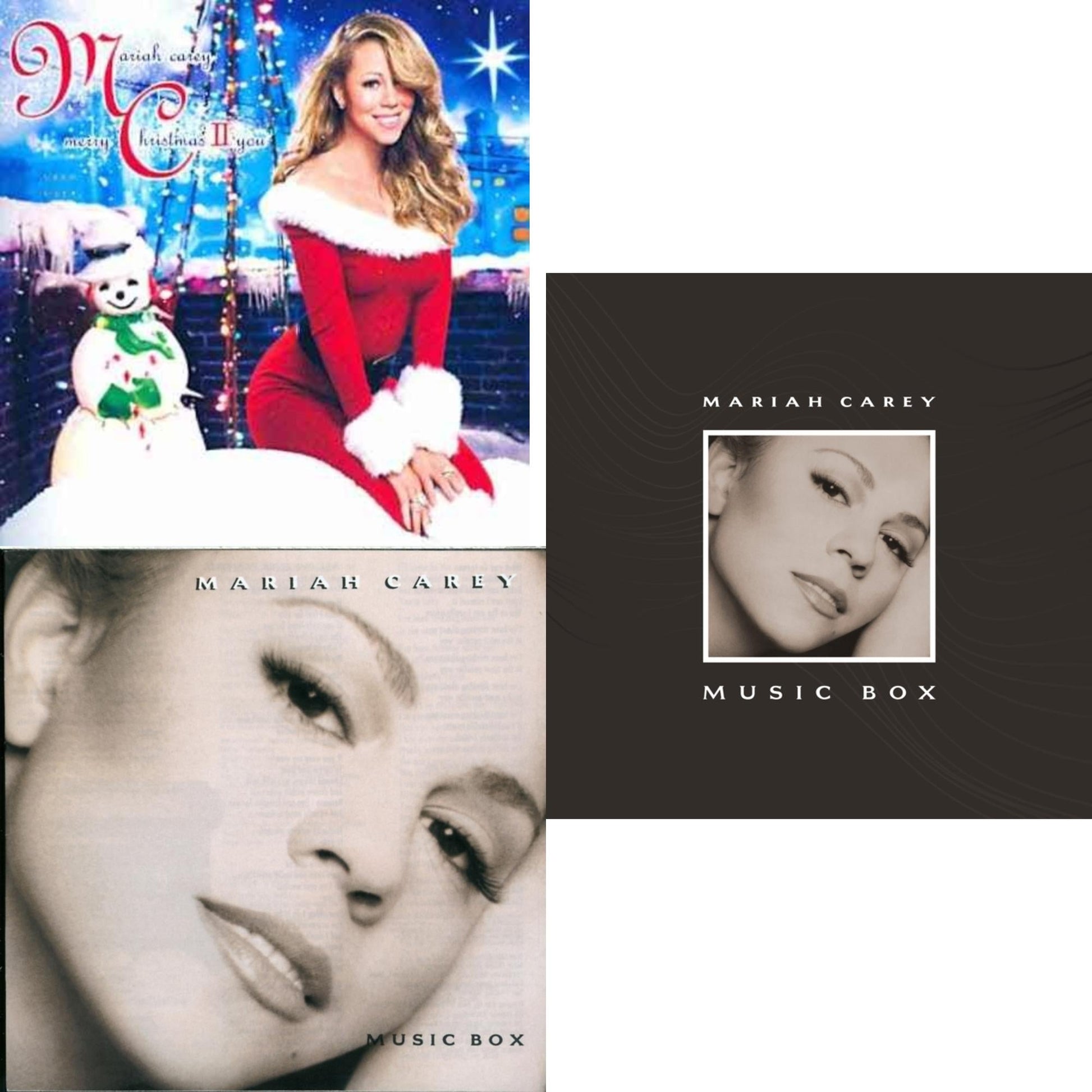 This is a 3 CD SKU bundle.
1.This CD is brand new.Format: CDMusic Style: BreakbeatThis item's title is: Merry Christmas Ii YouArtist: Mariah CareyLabel: ISLANDBarcode: 602527498034Release Date: 11/2/2010
2.This CD is brand new.