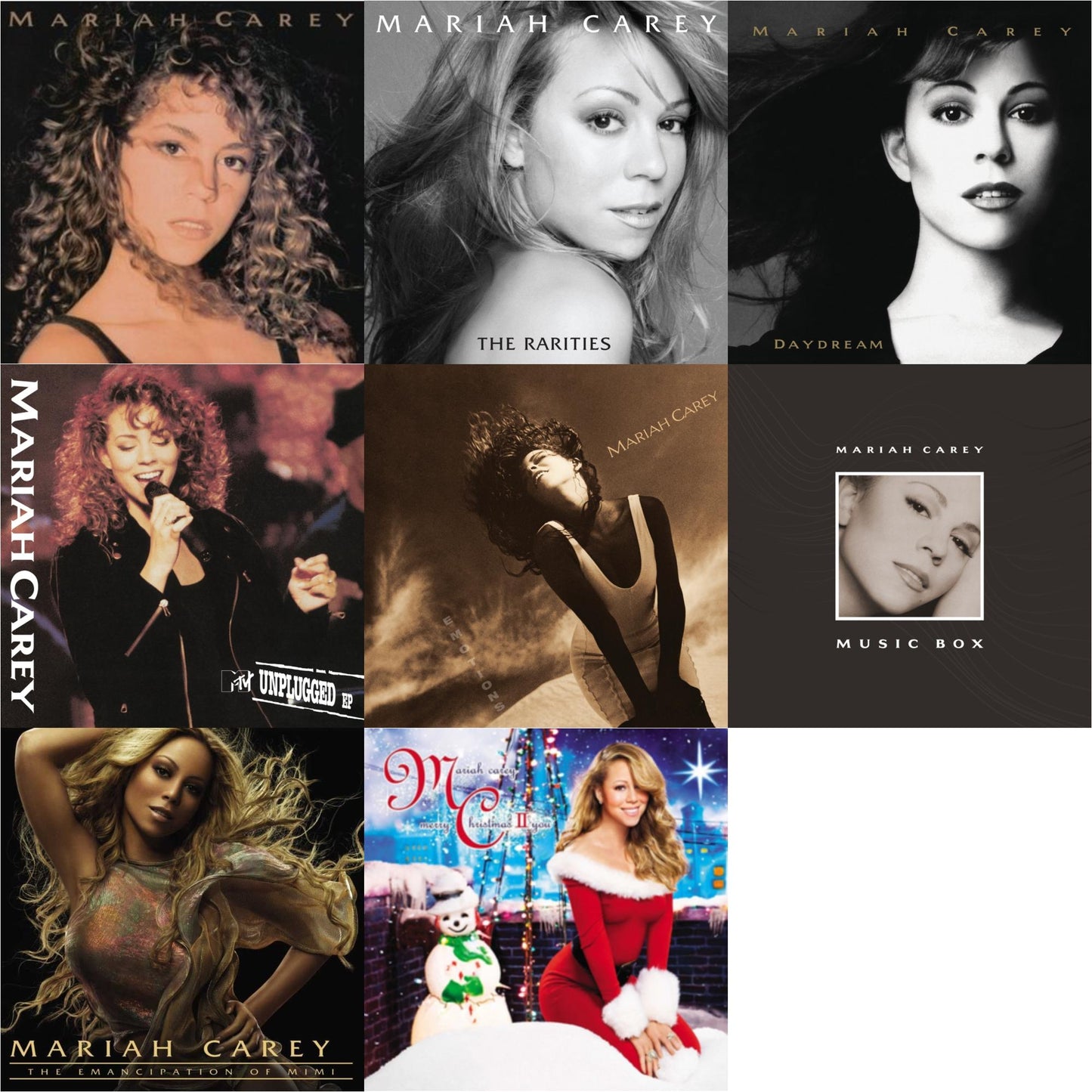 This is a 8 LP Vinyl SKU bundle.
1.This LP Vinyl is brand new.Format: LP VinylMusic Style: Contemporary R&BThis item's title is: Mariah CareyArtist: Mariah CareyLabel: LEGACYBarcode: 194397763614Release Date: 10/2/2020
2.This LP Vinyl is brand new.