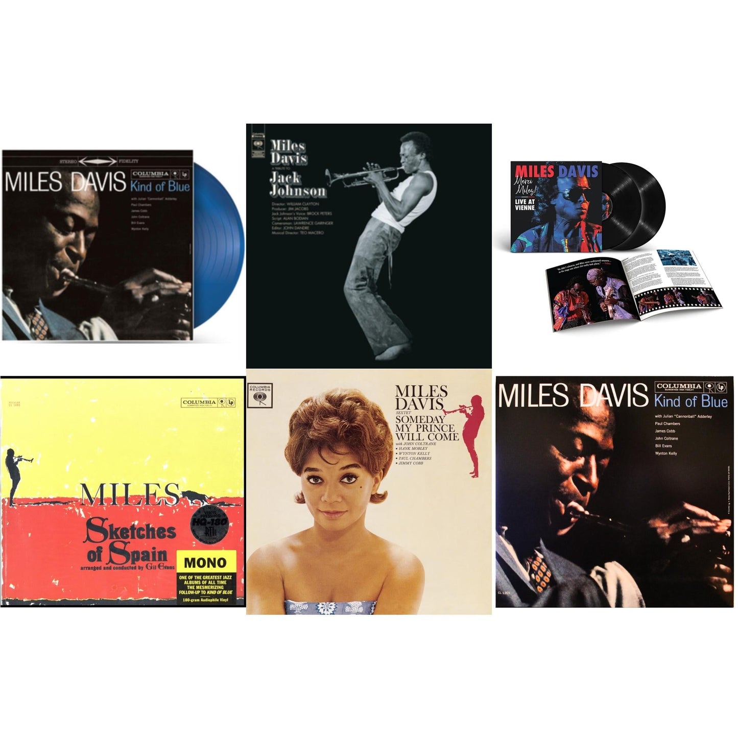 Kind Of Blue (Blue LP Vinyl/Dl Code) & Tribute To Jack Johnson (140G/Dl Insert) & Merci, Miles! Live At Vienne (2LP) & Sketches Of Spain (Mono) & Someday My Prince Will Come (180G) & Kind Of Blue (Mono)