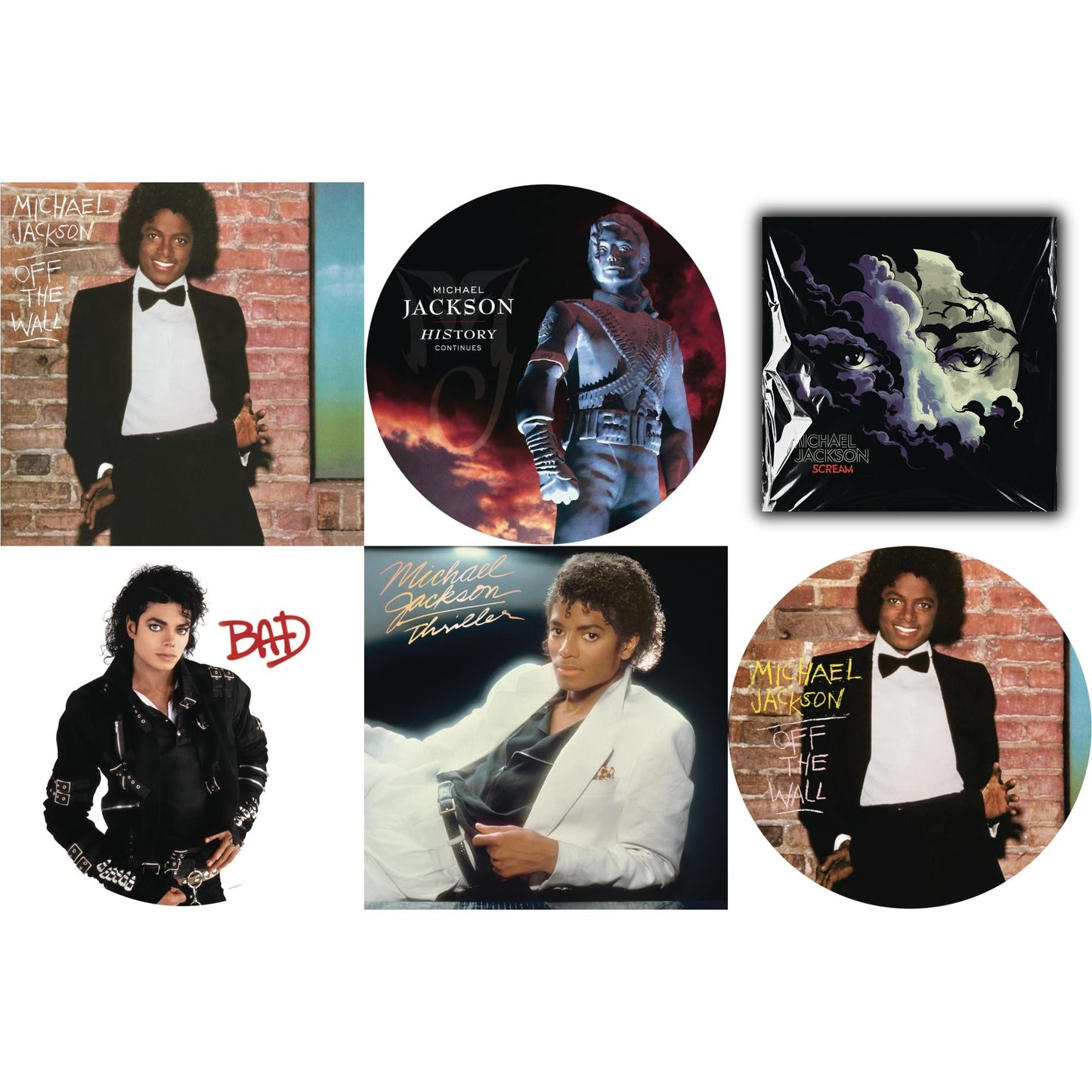 Off The Wall (Picture Disc) & Bad (Picture Disc) & History: Continues (2LP/Picture Disc) & Thriller (140G/Gatefold) & Off The Wall (140G/Gatefold) & Michael Jackson - Scream (2LP) (New LP Vinyl)