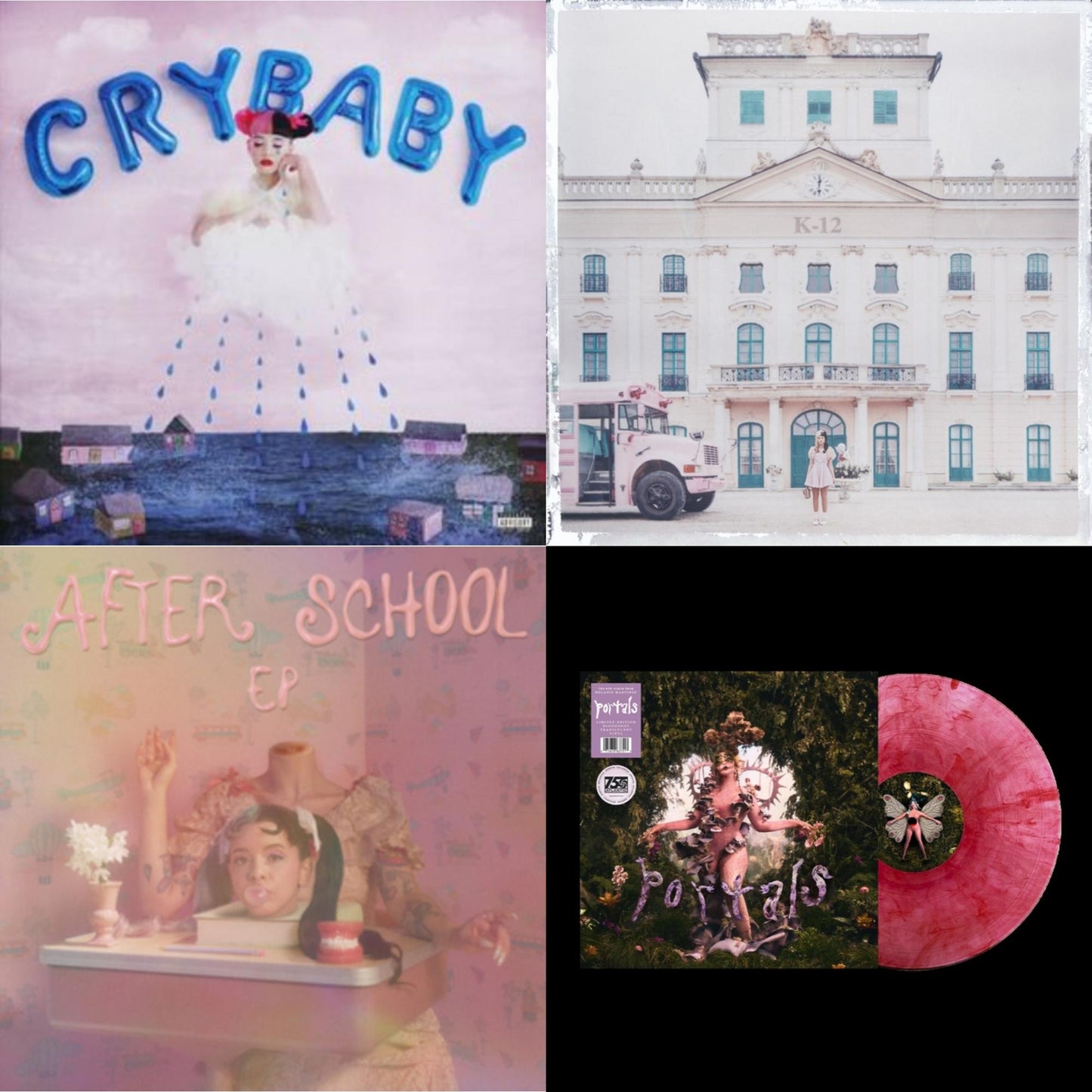 This is a 4 LP Vinyl SKU bundle.
1.This LP Vinyl is brand new.Format: LP VinylMusic Style: Indie PopThis item's title is: Cry Baby (X) (Deluxe Edition/2LP)Artist: Melanie MartinezLabel: Rock/PopBarcode: 075678639494Release Date: 2/17/2023
2.This LP Vinyl is brand new.