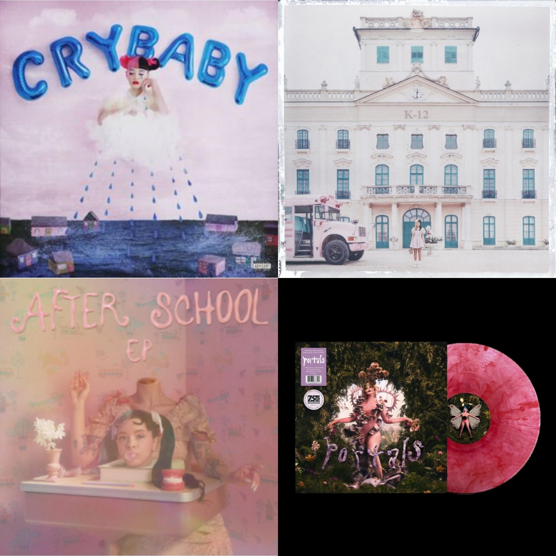 This is a 4 LP Vinyl SKU bundle.
1.This LP Vinyl is brand new.Format: LP VinylMusic Style: Indie PopThis item's title is: Cry Baby (X) (Deluxe Edition/2LP)Artist: Melanie MartinezLabel: Rock/PopBarcode: 075678639494Release Date: 2/17/2023
2.This LP Vinyl is brand new.