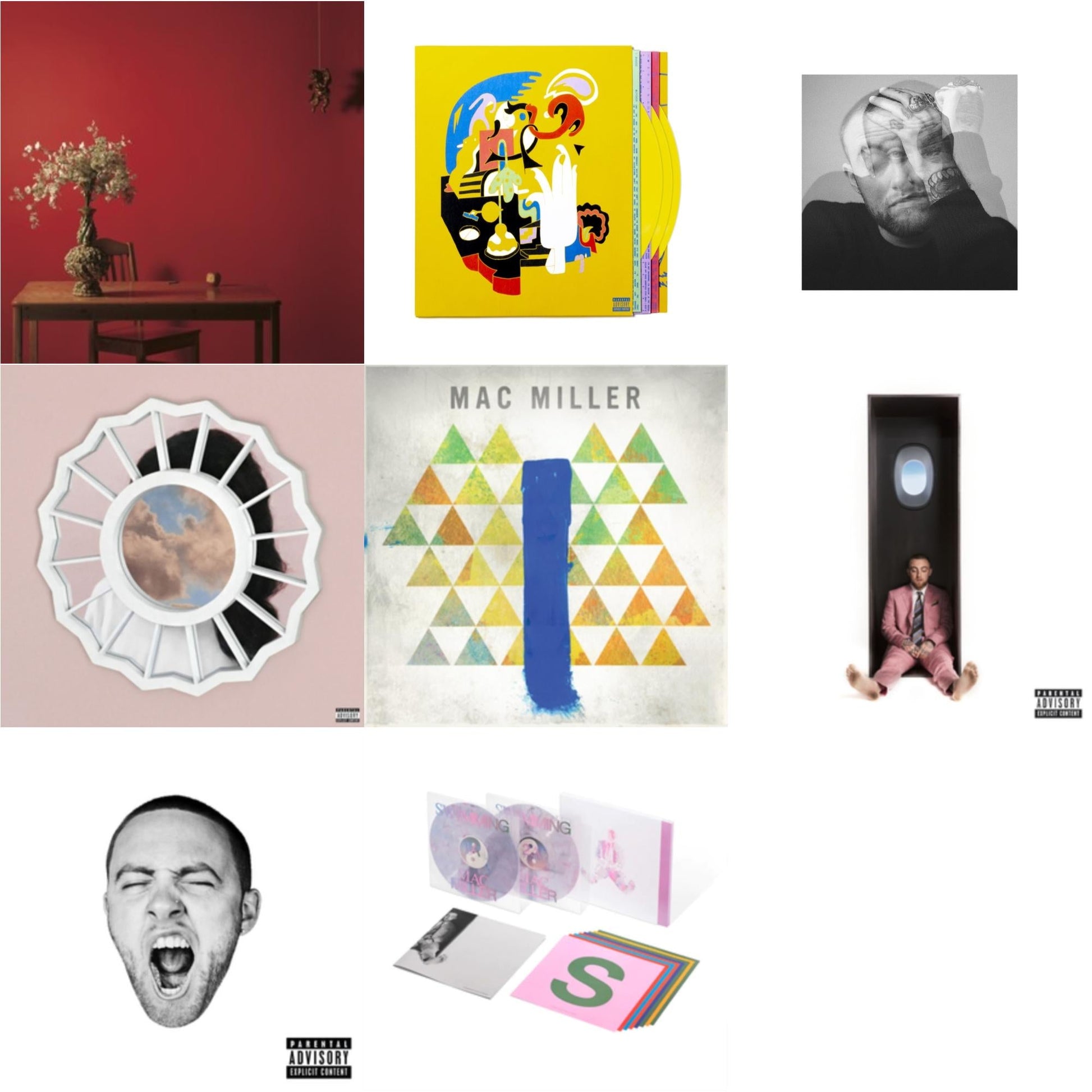This is a 8 LP Vinyl SKU bundle.
1.This LP Vinyl is brand new.Format: LP VinylThis item's title is: Swimming (5 Year) (2LP/Milky Clear/Hot Pink/Sky Blue Marble Vinyl)Artist: Mac MillerLabel: WARNER RECORDSBarcode: 093624858614Release Date: 10/6/2023
2.This LP Vinyl is brand new.