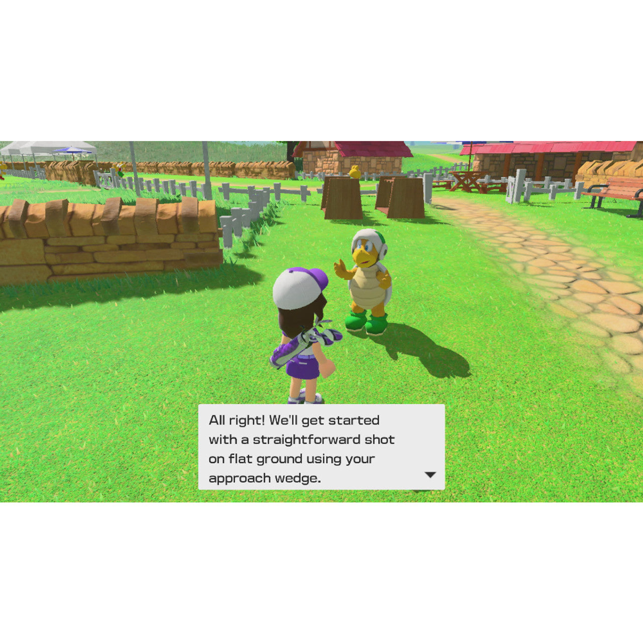 This is brand new.Tee off with family and friends in this content-packed Mario Golf game
 Hit the green with up to four players locally* or online** and golf with familiar Mushroom Kingdom characters. Modes range from Standard Golf to the energetic Speed Golf and an RPG-like golf adventure in story mode.