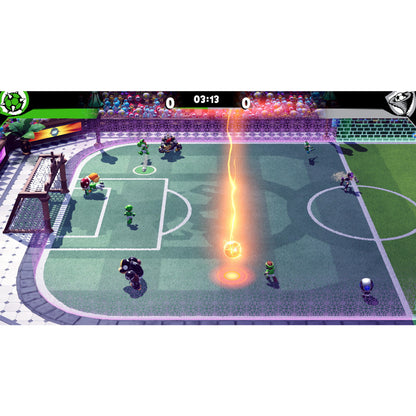 This is brand new.Tackle, pass, and score in battle soccer with the Mushroom Kingdom gang
 Introducing Strike, a 5-on-5, soccer-like sport with no rules—do whatever it takes to win! Get gritty and try score the most goals by tackling enemies, using items, and pulling off score-boosting special shots.