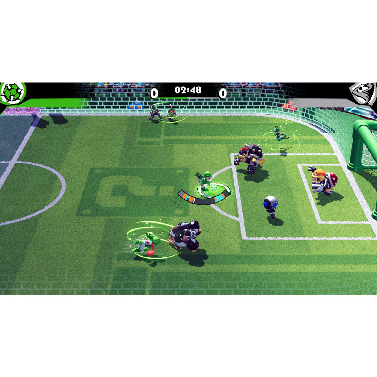 This is brand new.Tackle, pass, and score in battle soccer with the Mushroom Kingdom gang
 Introducing Strike, a 5-on-5, soccer-like sport with no rules—do whatever it takes to win! Get gritty and try score the most goals by tackling enemies, using items, and pulling off score-boosting special shots.