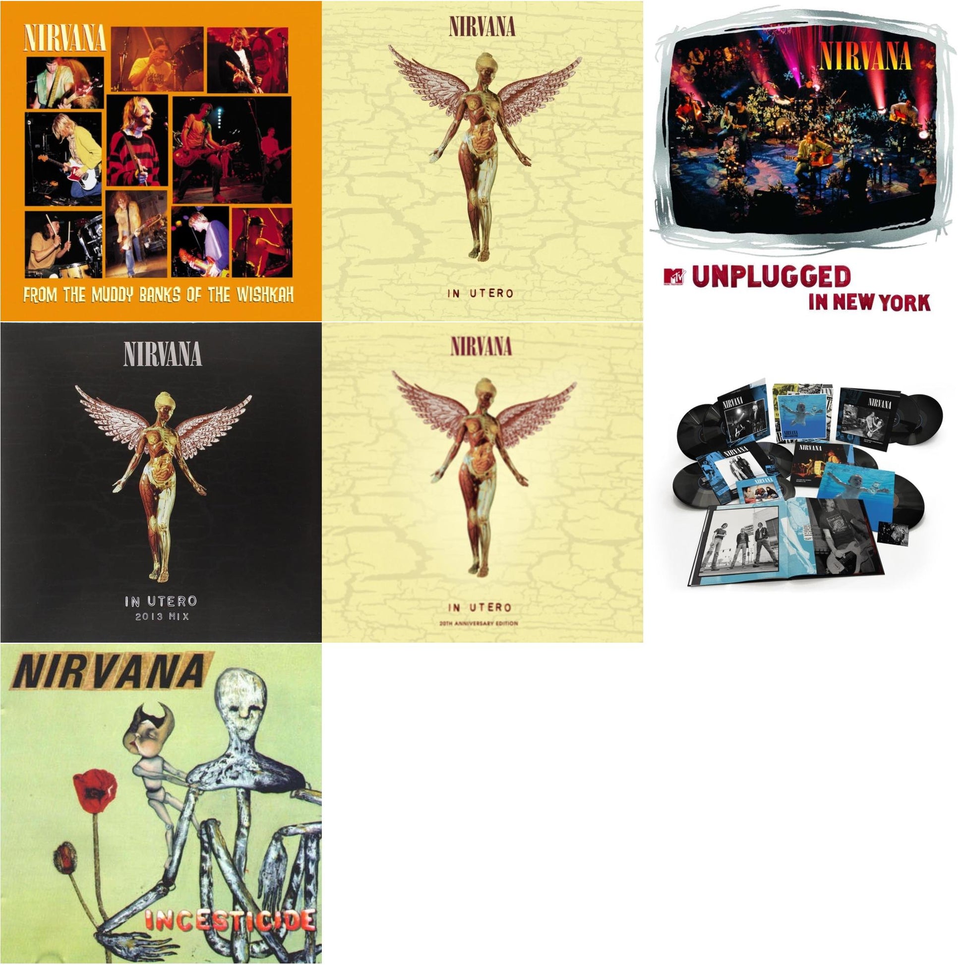 This is a 7 LP Vinyl SKU bundle.
1.This LP Vinyl is brand new.Format: LP VinylMusic Style: Alternative RockThis item's title is: Nevermind (30Th Anniversary/Super Deluxe/8LP/7Inch)Artist: NirvanaLabel: GEFFENBarcode: 602435979861Release Date: 5/27/2022
2.This LP Vinyl is brand new.