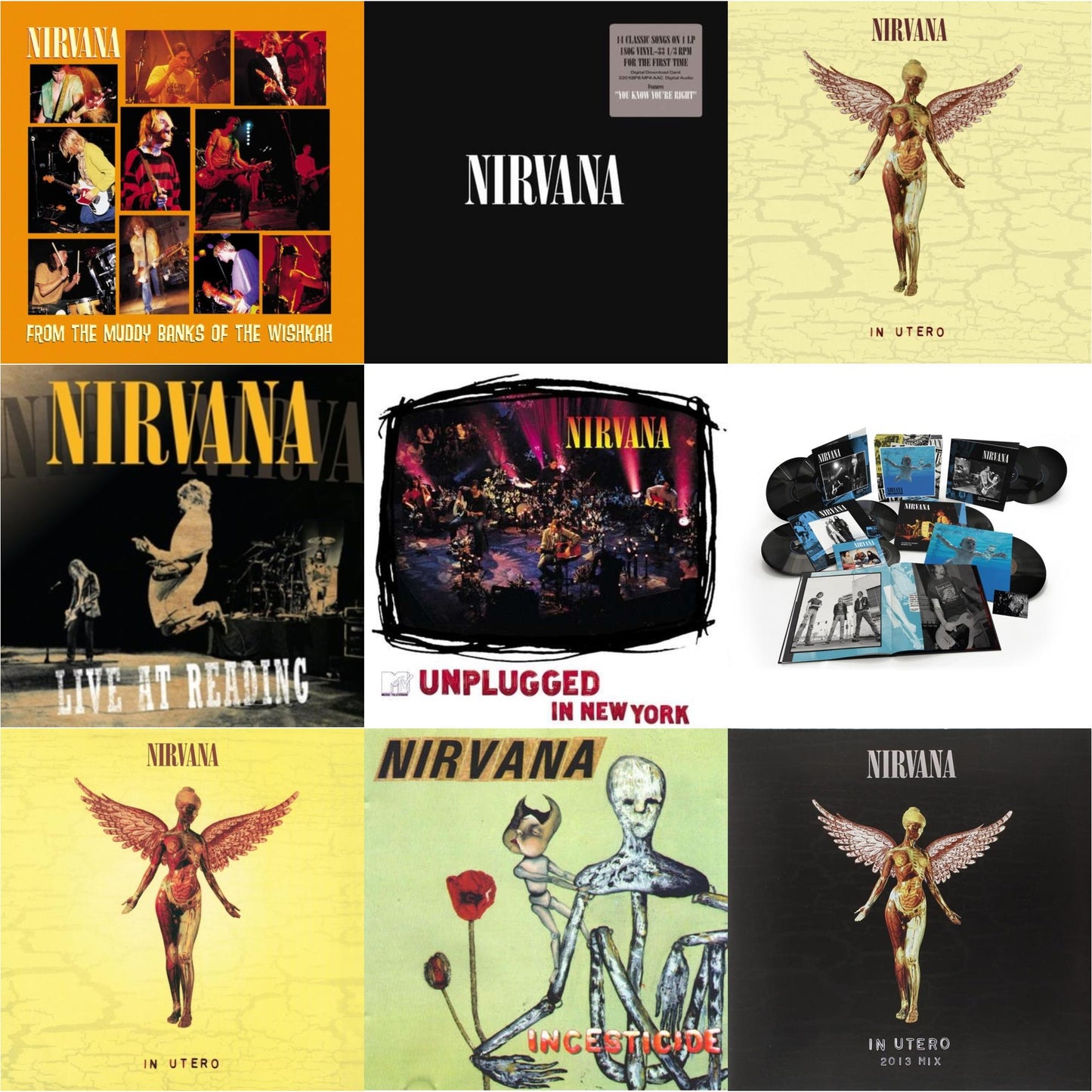 This is a 9 LP Vinyl SKU bundle.
1.This LP Vinyl is brand new.Format: LP VinylMusic Style: Alternative RockThis item's title is: Nevermind (30Th Anniversary/Super Deluxe/8LP/7Inch)Artist: NirvanaLabel: GEFFENBarcode: 602435979861Release Date: 5/27/2022
2.This LP Vinyl is brand new.