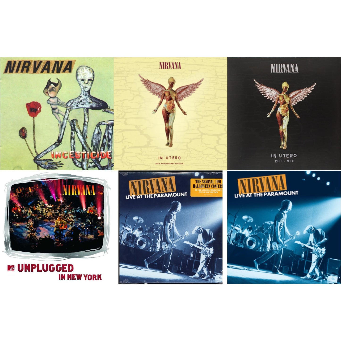 Incesticide (20Th Anniversary 45RPM Edition) & In Utero & In Utero: 2013 Mix (2LP) & Mtv Unplugged In New York (2 LP) & Live At The Paramount (2 LP/180G) & Live At The Paramount (Transparent Orange Vinyl/2LP)