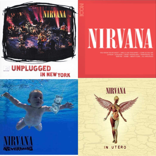 This is a 4 CD SKU bundle.
1.This CD is brand new.Format: CDMusic Style: GrungeThis item's title is: IconArtist: NirvanaLabel: GEFFENBarcode: 602527473260Release Date: 8/31/2010
2.This CD is brand new.