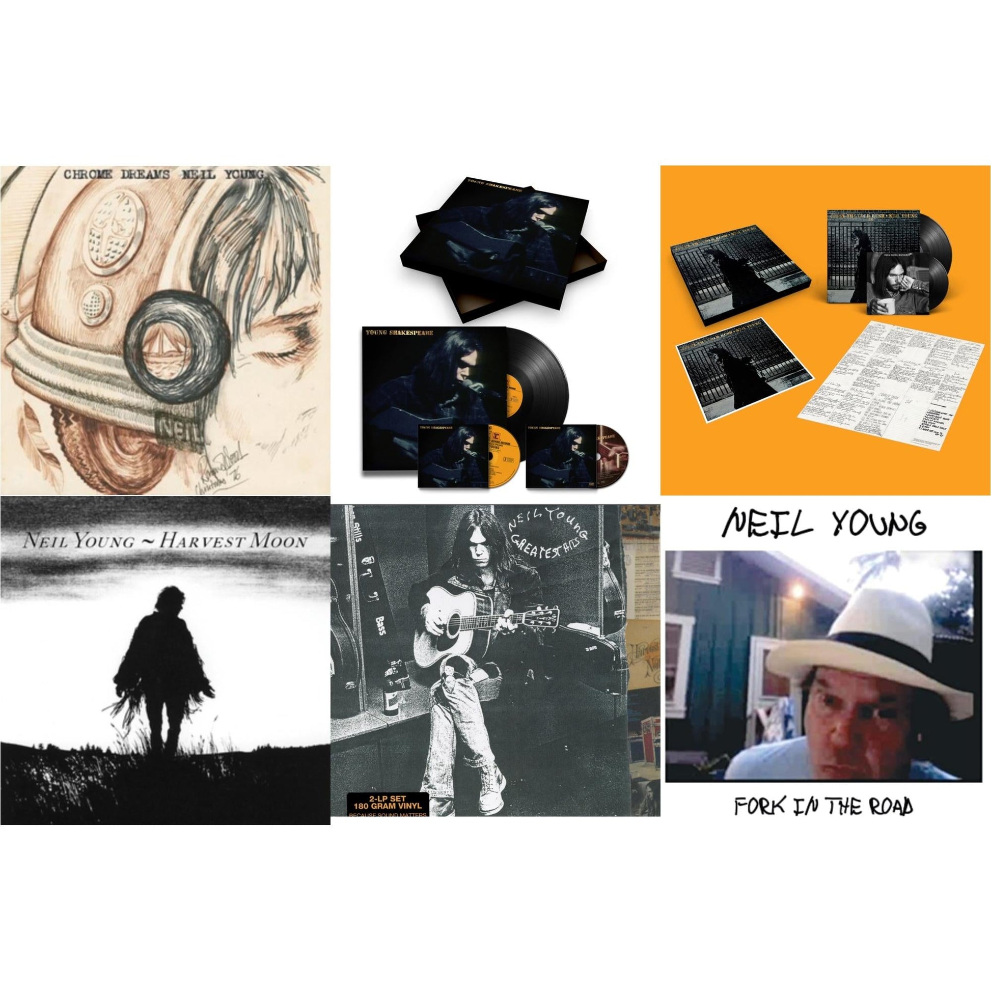 This is a 6 LP Vinyl SKU bundle.
1.This LP Vinyl is brand new.Format: LP VinylMusic Style: Folk RockThis item's title is: Chrome Dreams (2LP)Artist: Neil YoungLabel: REPRISEBarcode: 093624869375Release Date: 8/11/2023
2.This LP Vinyl is brand new.