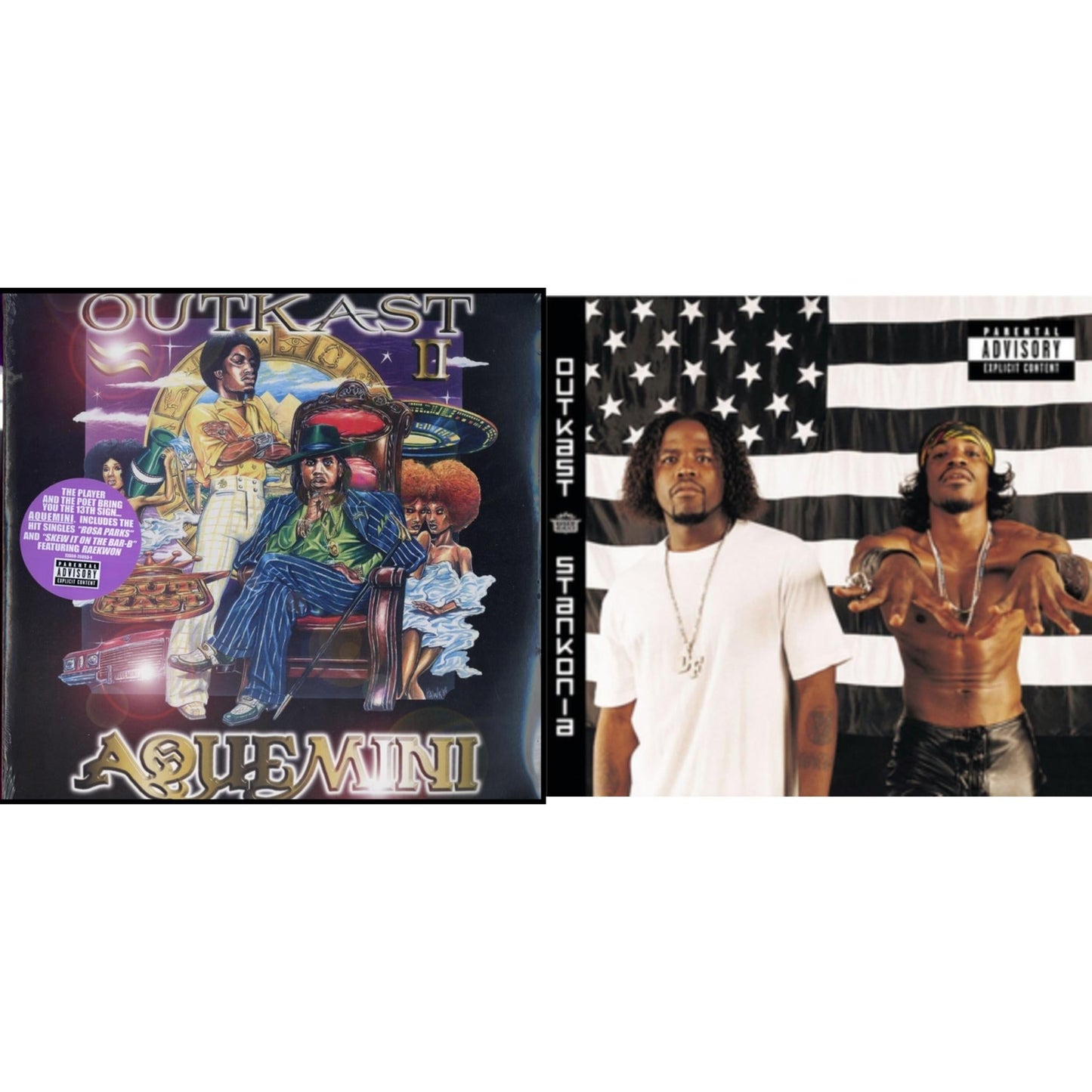 This is a 2 LP Vinyl SKU bundle.
1.This LP Vinyl is brand new.Format: LP VinylThis item's title is: AqueminiArtist: OutkastLabel: LEGACYBarcode: 730082605311Release Date: 9/29/1998
2.This LP Vinyl is brand new.