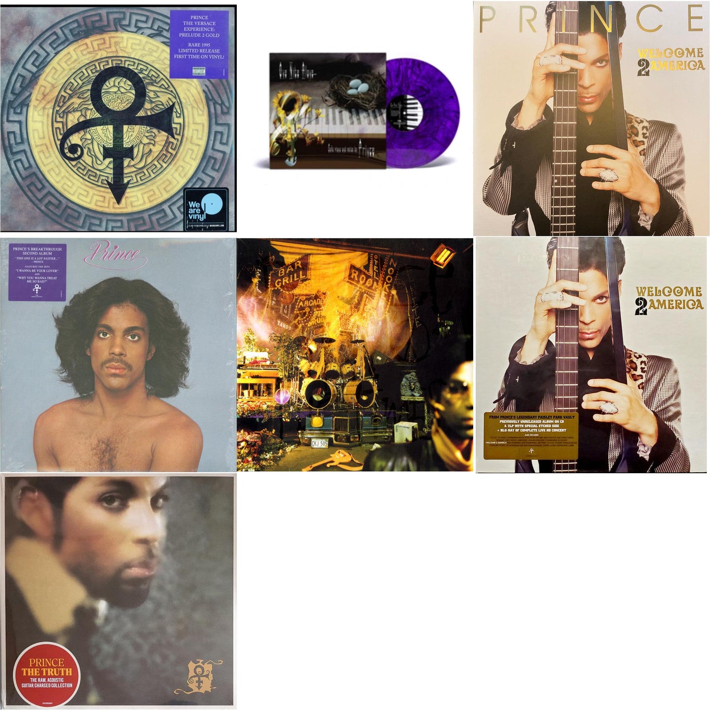 Versace Experience (Prelude 2 Gold) (150G/Purple LP Vinyl/Dl Insert) & One Nite Alone…(Solo Piano & Voice By Prince) (Purple LP Vinyl) & Welcome 2 America (2LP) & Prince (X) & Sign O’ The Times & Welcome 2 America (Deluxe/2LP/CD/Blu-Ray) & Truth