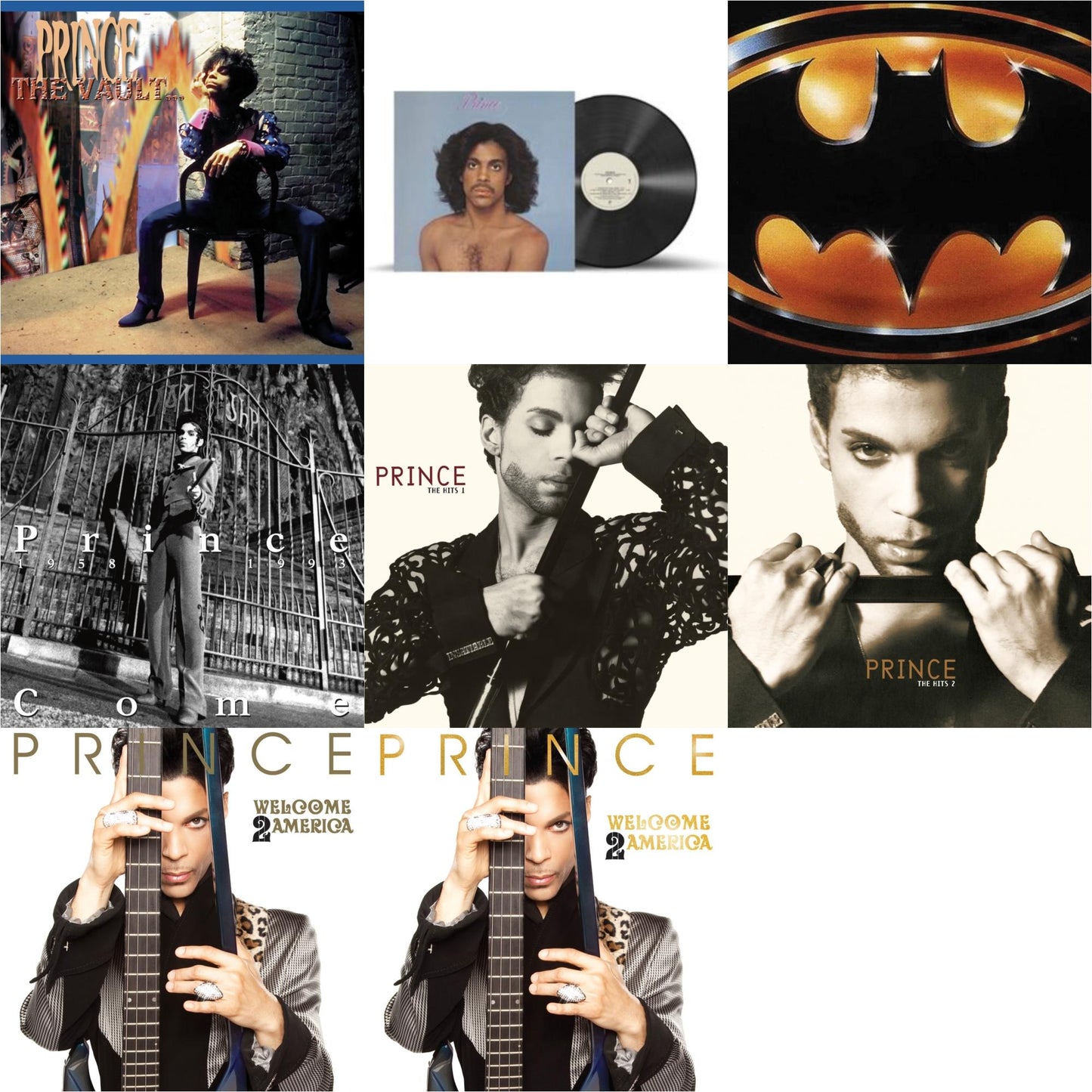 Welcome 2 America (2LP) & Prince (X) & Welcome 2 America (Deluxe/2LP/CD/Blu-Ray) & Come & Vault - Old Friends 4 Sale & Hits 1 (X) (2LP) & Hits 2 (X) (2LP) & Batman Ost