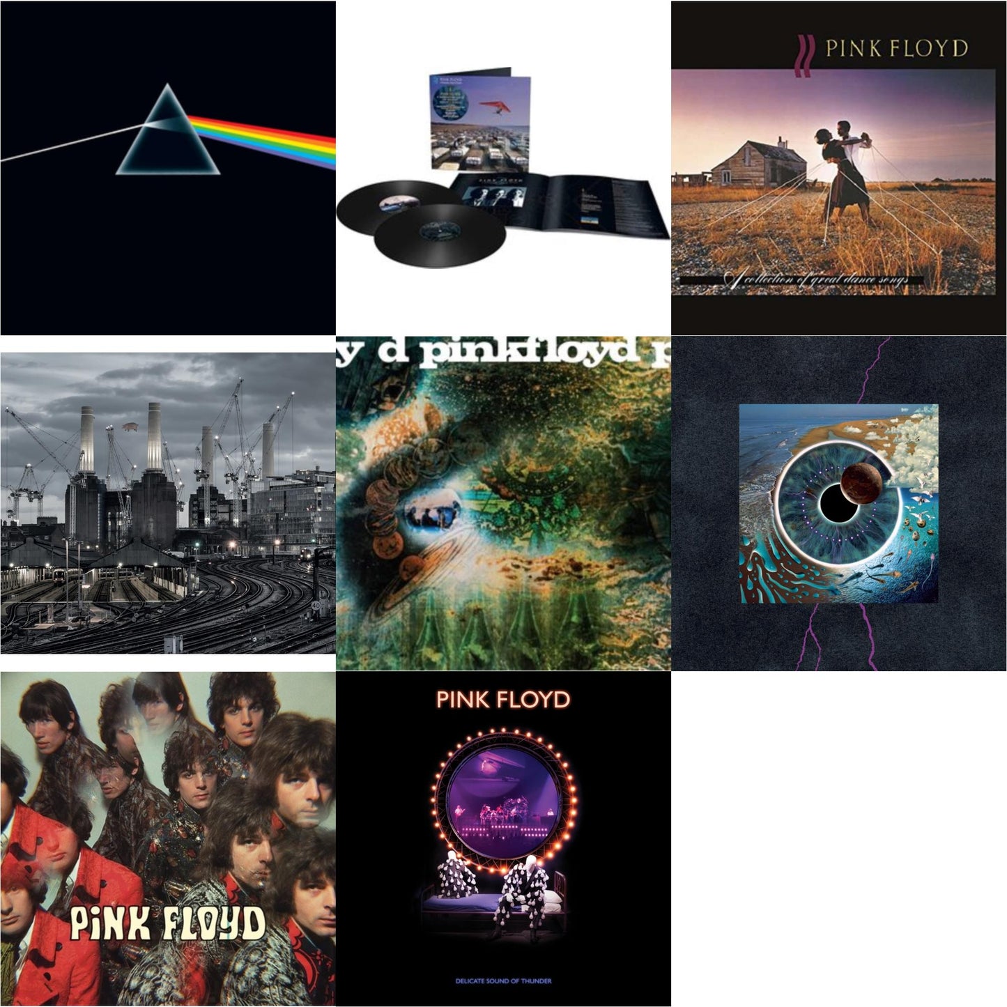 This is a 8 LP Vinyl SKU bundle.
1.This LP Vinyl is brand new.Format: LP VinylMusic Style: Prog RockThis item's title is: Animals (2018 Remix) (180G/LP/CD/Blu-Ray/DVD)Artist: Pink FloydLabel: PINK FLOYD RECORDS / LEGACYBarcode: 190758768717Release Date: 10/7/2022
2.