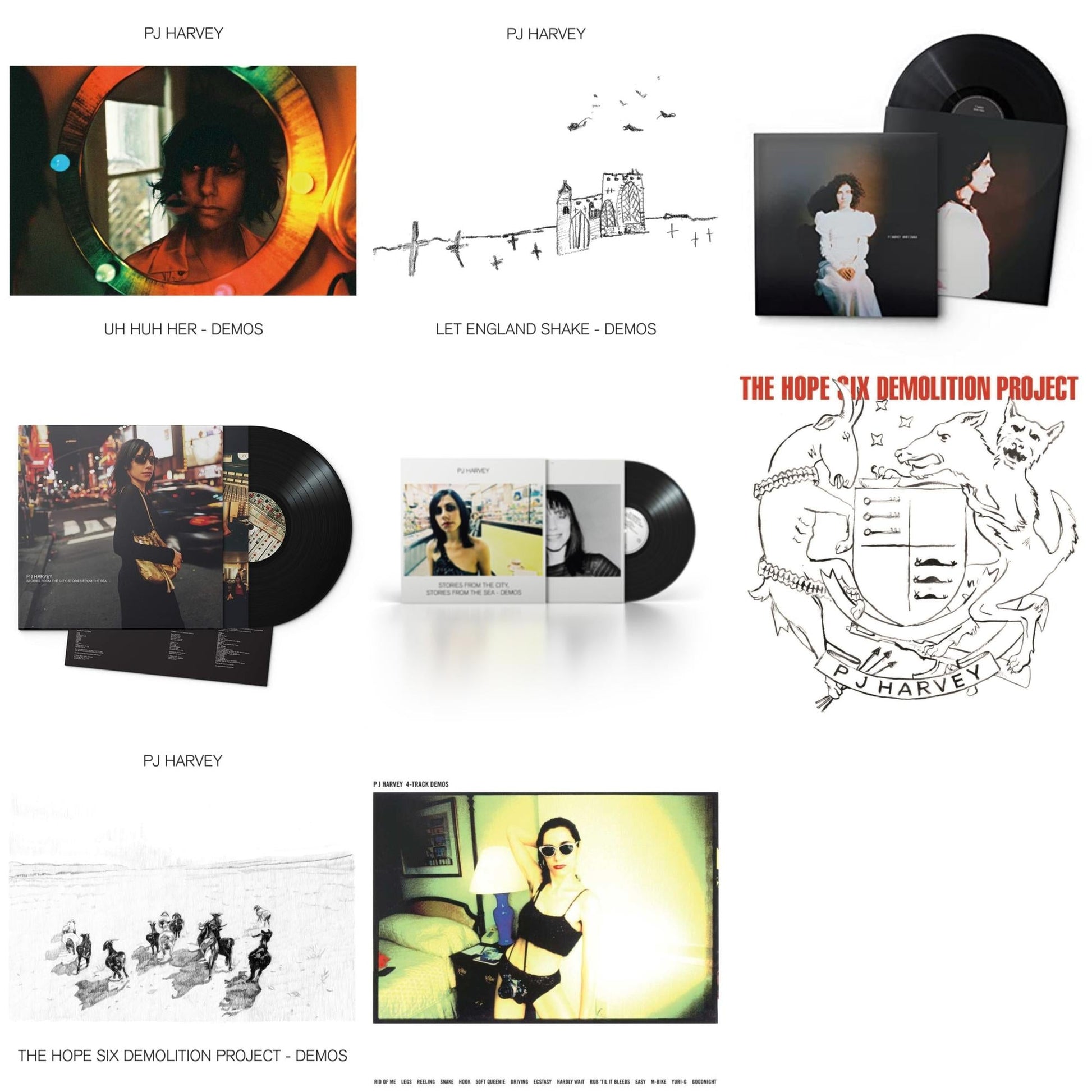 This is a 8 LP Vinyl SKU bundle.
1.This LP Vinyl is brand new.Format: LP VinylThis item's title is: Uh Huh Her (Demos)Artist: Pj HarveyLabel: ISLANDBarcode: 602507253240Release Date: 4/30/2021
2.This LP Vinyl is brand new.