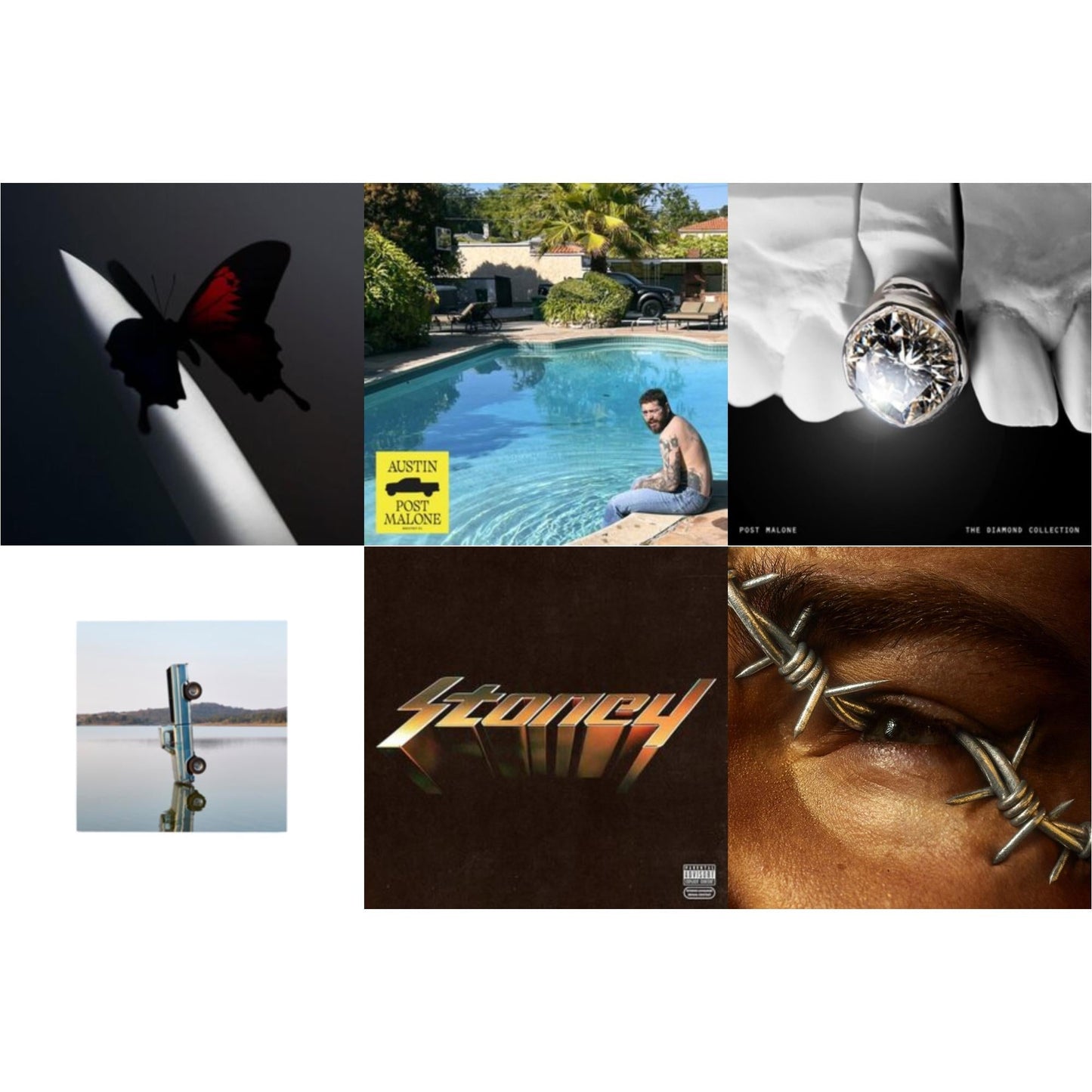Twelve Carat Toothache & Austin (Forest Green/2LP) (X) & Diamond Collection (Metallic Silver Vinyl/2LP) & F-1 Trillion (2LP) & Stoney (Orange LP Vinyl) & Beerbongs & Bentleys (2LP/Clear Vinyl)