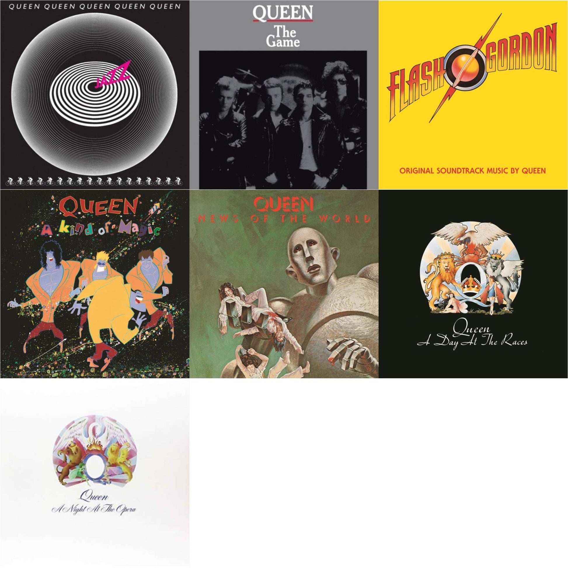 This is a 7 LP Vinyl SKU bundle.
1.This LP Vinyl is brand new.Format: LP VinylMusic Style: Hard RockThis item's title is: JazzArtist: QueenLabel: HOLLYWOOD RECORDSBarcode: 050087400279Release Date: 11/9/2018
2.This LP Vinyl is brand new.