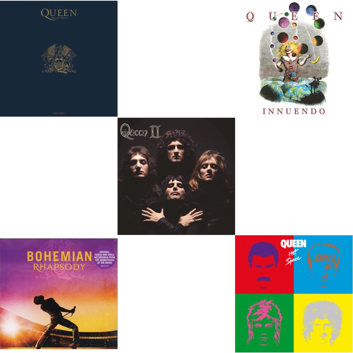 This is a 5 LP Vinyl SKU bundle.
1.This LP Vinyl is brand new.Format: LP VinylMusic Style: Arena RockThis item's title is: Greatest Hits 2 (180G/Dl Card)Artist: QueenLabel: HOLLYWOOD RECORDSBarcode: 050087350673Release Date: 2/10/2017
2.This LP Vinyl is brand new.
