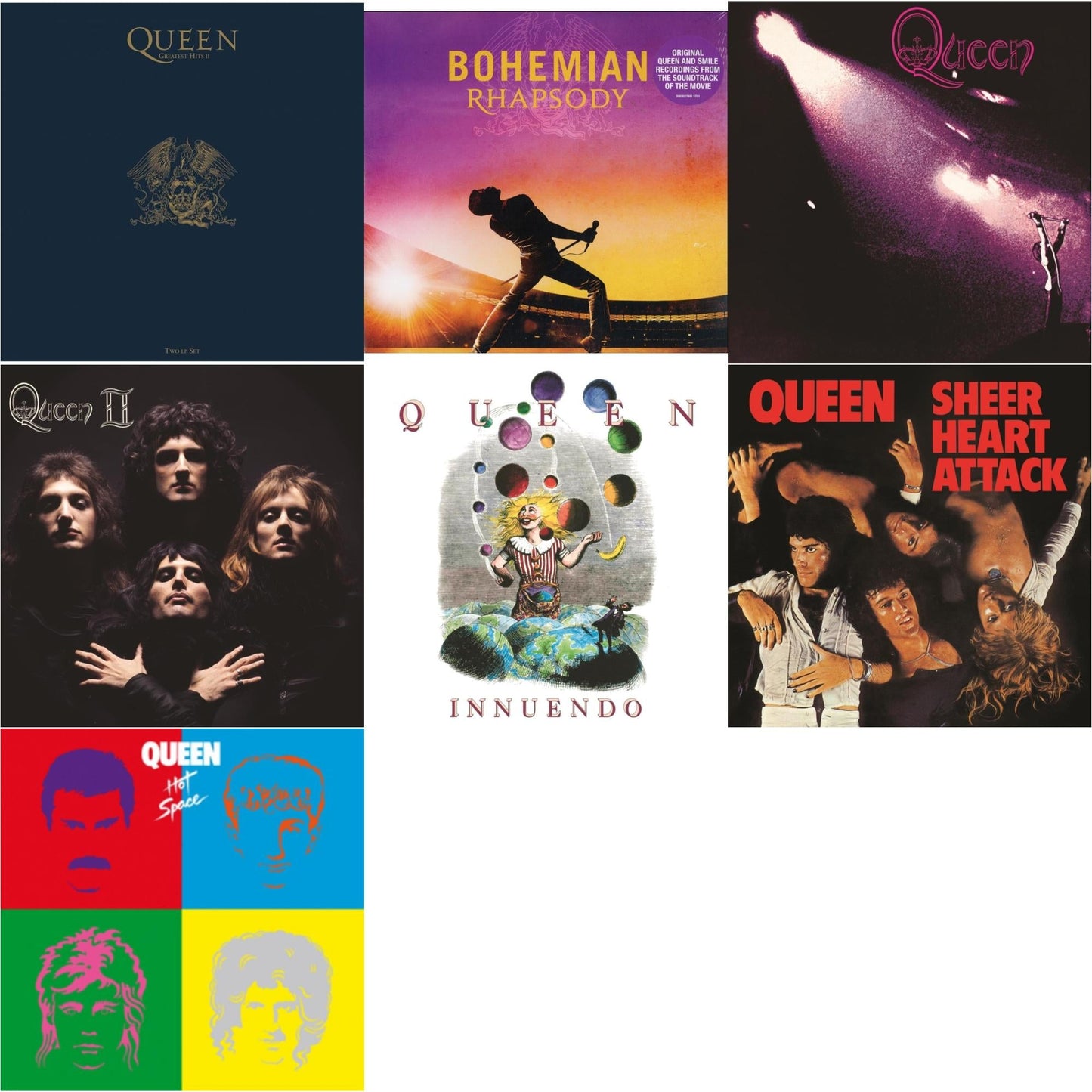 This is a 7 LP Vinyl SKU bundle.
1.This LP Vinyl is brand new.Format: LP VinylMusic Style: Arena RockThis item's title is: Greatest Hits 2 (180G/Dl Card)Artist: QueenLabel: HOLLYWOOD RECORDSBarcode: 050087350673Release Date: 2/10/2017
2.This LP Vinyl is brand new.