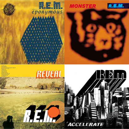 This is a 4 LP Vinyl SKU bundle.
1.This LP Vinyl is brand new.Format: LP VinylMusic Style: Alternative RockThis item's title is: EponymousArtist: R.E.M.Label: IRSBarcode: 602547899828Release Date: 7/29/2016
2.This LP Vinyl is brand new.