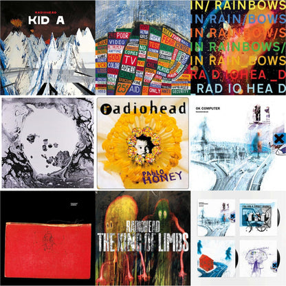 This is a 9 LP Vinyl SKU bundle.
1.This LP Vinyl is brand new.Format: LP VinylMusic Style: BreakbeatThis item's title is: In Rainbows (180G)Artist: RadioheadLabel: XL RECORDINGSBarcode: 634904032418Release Date: 6/17/2016
2.This LP Vinyl is brand new.