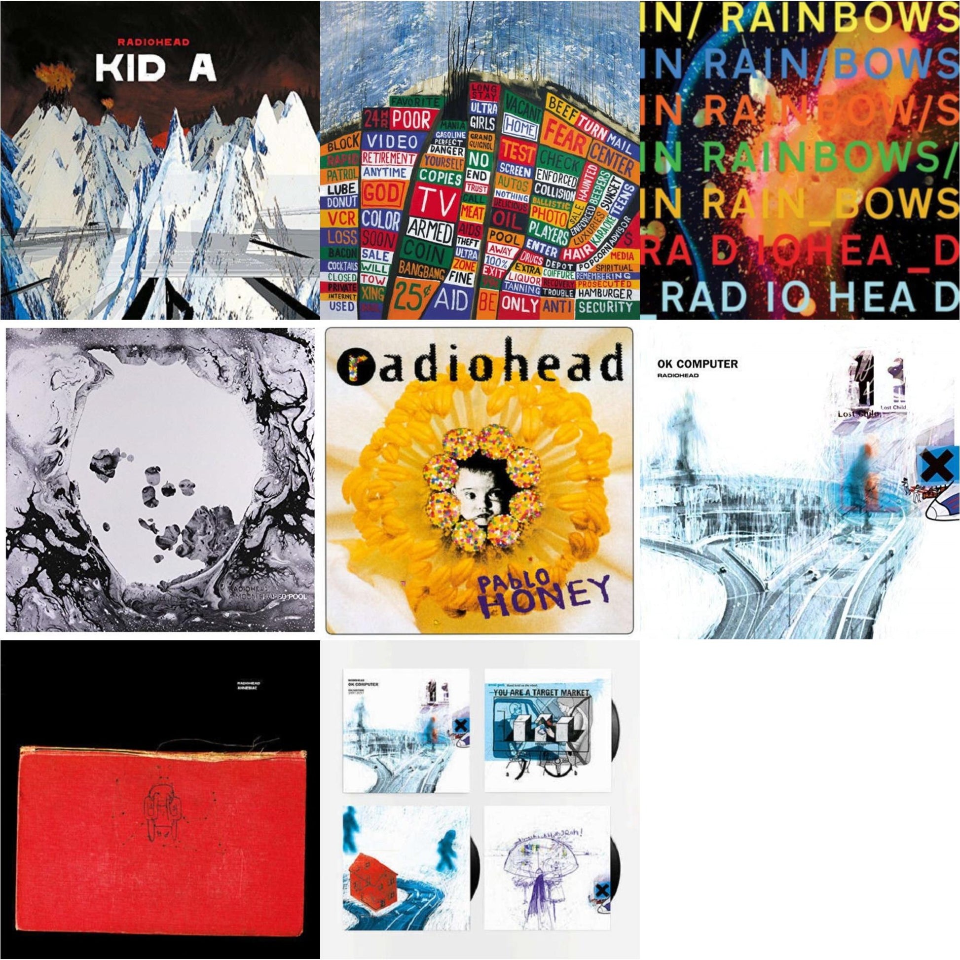 This is a 8 LP Vinyl SKU bundle.
1.This LP Vinyl is brand new.Format: LP VinylMusic Style: BreakbeatThis item's title is: In Rainbows (180G)Artist: RadioheadLabel: XL RECORDINGSBarcode: 634904032418Release Date: 6/17/2016
2.This LP Vinyl is brand new.