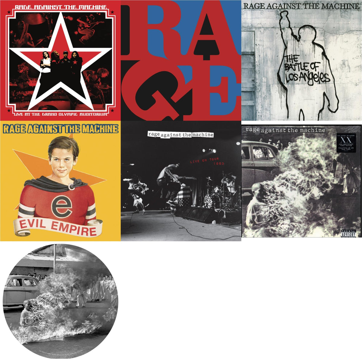 Live At The Grand Olympic Auditorium (2LP/180G Vinyl) & Renegades (180G) & Battle Of Los Angeles (180G LP Vinyl) & Evil Empire (Pa) (180G) & Live On Tour 1993 (X) (2LP/140G/Side D Etching) & Rage Against The Machine