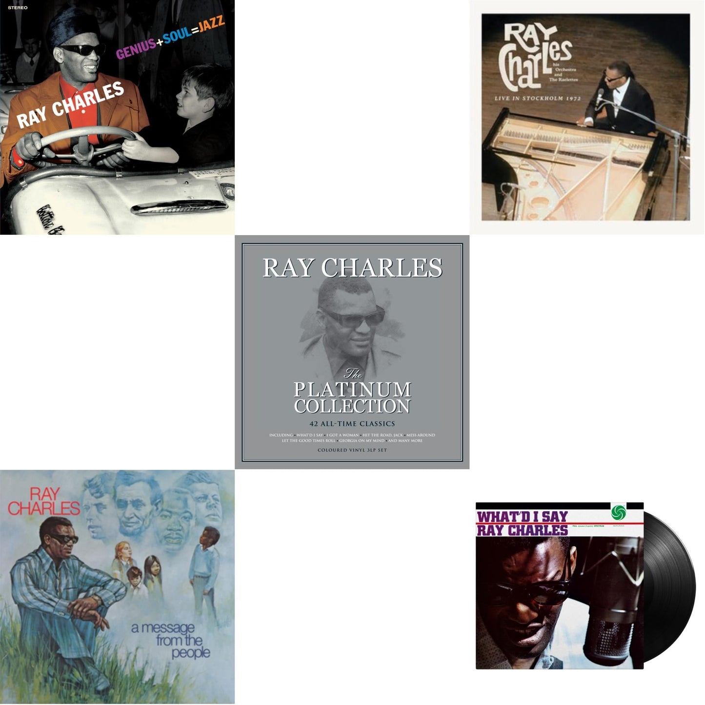 This is a 5 LP Vinyl SKU bundle.
1.This LP Vinyl is brand new.Format: LP VinylThis item's title is: Genius + Soul = Jazz (Orange LP Vinyl)Artist: Ray CharlesLabel: 20TH CENTURY MASTERWORKSBarcode: 8436563183751Release Date: 1/28/2022
2.This LP Vinyl is brand new.