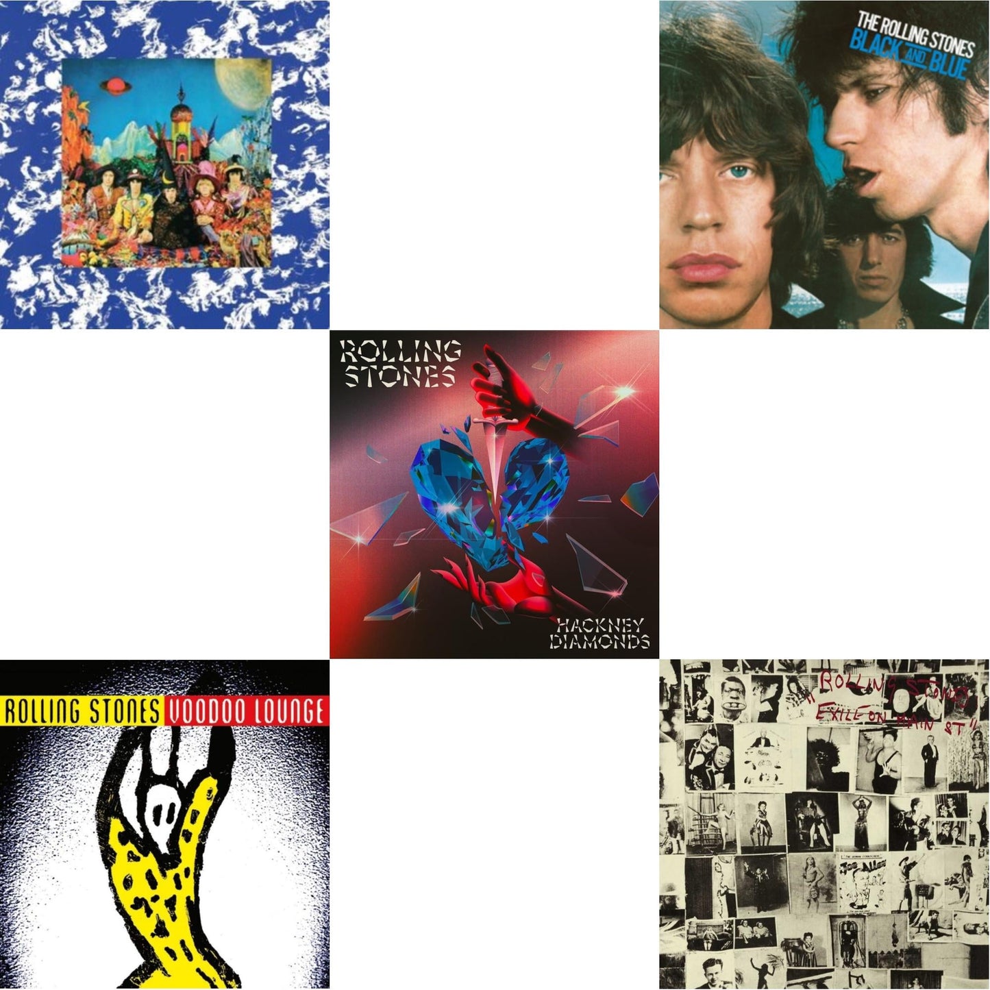 Their Satanic Majesties Request & Voodoo Lounge (30Th Anniversary) (Red/Yellow Vinyl/2LP) & Hackney Diamonds (1 Year Anniversary/Clear/Blue Splatter Vinyl/2LP) & Black & Blue (180G) & Exile On Main Street (2LP)