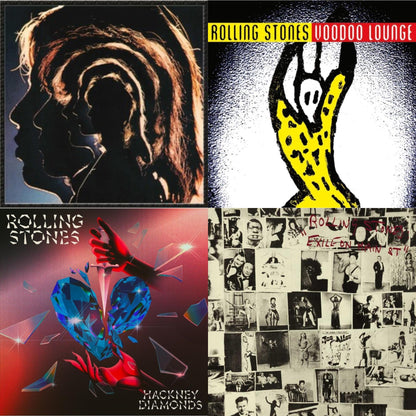 Hot Rocks 1964-1971 (2LP) & Voodoo Lounge (30Th Anniversary) (Red/Yellow Vinyl/2LP) & Hackney Diamonds (1 Year Anniversary/Clear/Blue Splatter Vinyl/2LP) & Exile On Main Street (2LP)
