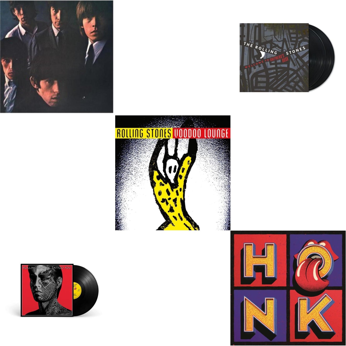 Rolling Stones No.2 (180G) & Tattoo You (2021 Remaster) & Voodoo Lounge (30Th Anniversary) (Red/Yellow Vinyl/2LP) & Welcome To Shepherd's Bush (180G/2LP) & Honk (Translucent Red Vinyl/2LP)