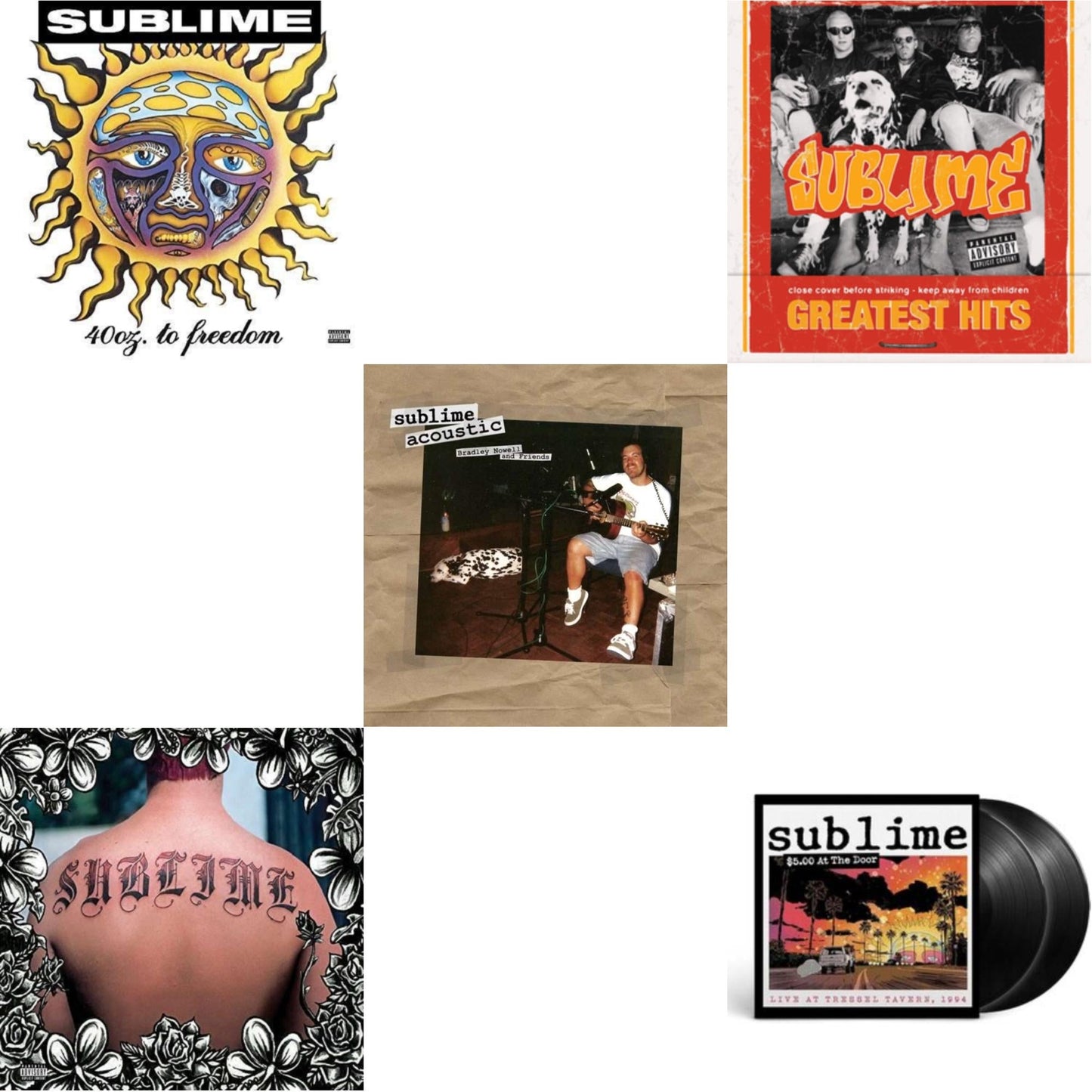 This is a 5 LP Vinyl SKU bundle.
1.This LP Vinyl is brand new.Format: LP VinylMusic Style: ReggaeThis item's title is: 40Oz. To FreedomArtist: SublimeLabel: GEFFENBarcode: 602547811554Release Date: 6/24/2016
2.This LP Vinyl is brand new.