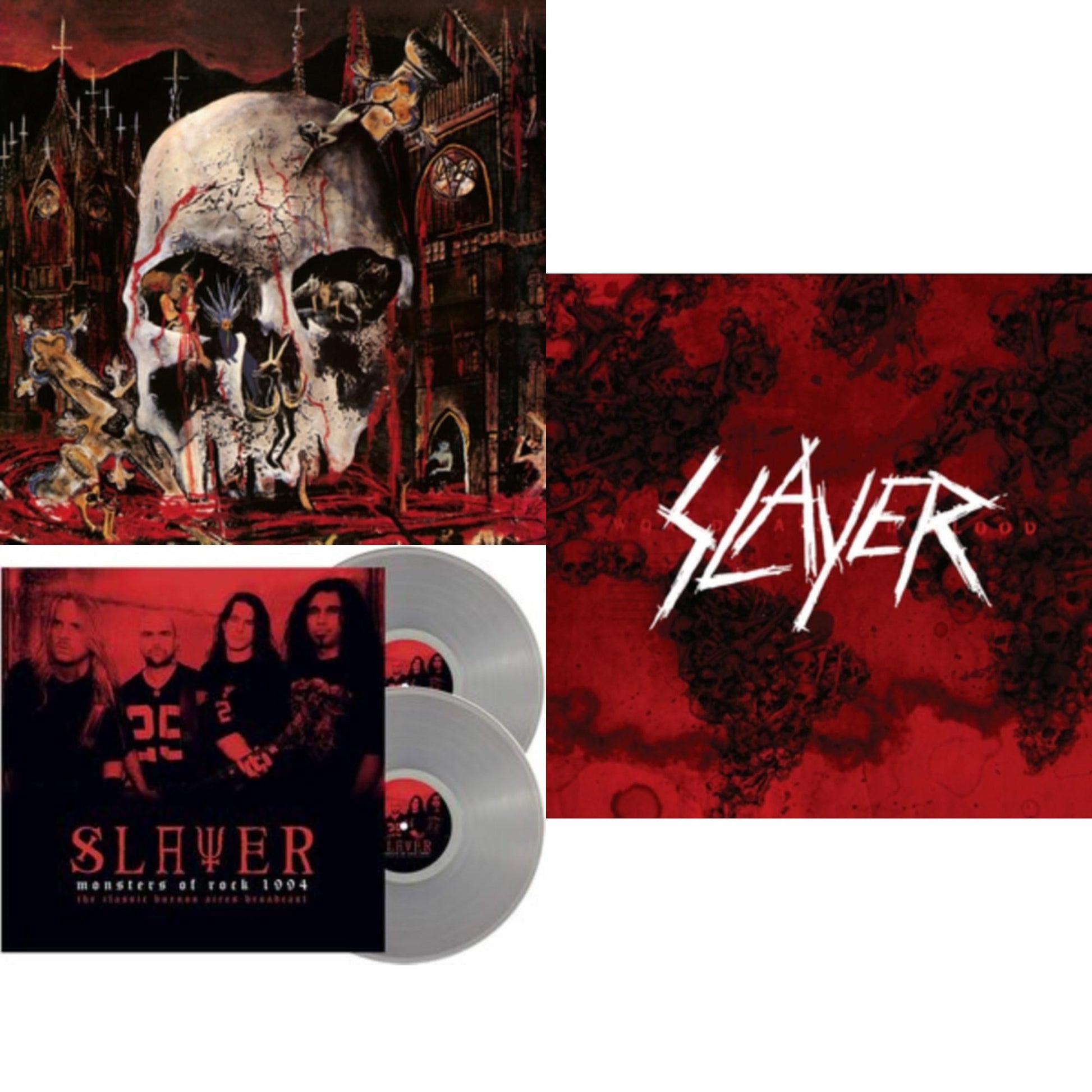 This is a 3 LP Vinyl SKU bundle.
1.This LP Vinyl is brand new.Format: LP VinylMusic Style: ThrashThis item's title is: South Of HeavenArtist: SlayerLabel: American RecordingsBarcode: 602537467921Release Date: 12/10/2013
2.This LP Vinyl is brand new.