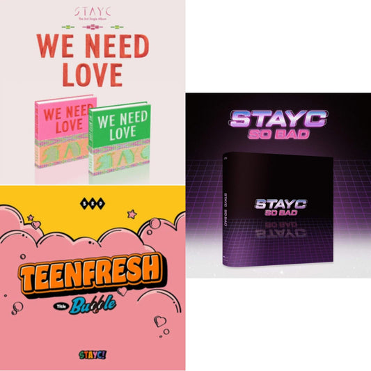 This is a 3 CD SKU bundle.
1.This CD is brand new.Format: CDMusic Style: K-popThis item's title is: We Need LoveArtist: StaycLabel: HIGH UPBarcode: 8804775252198Release Date: 7/20/2022
2.This CD is brand new.